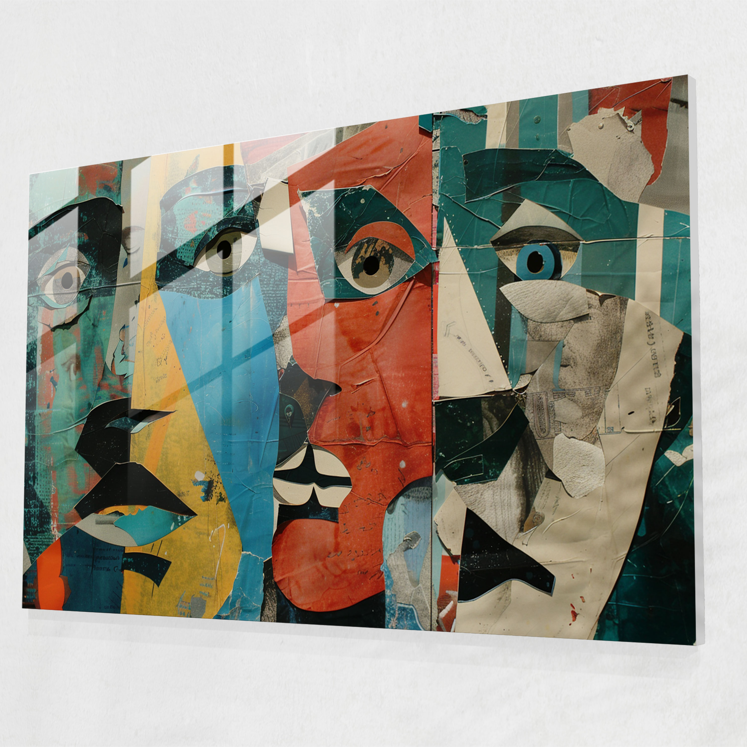 Pablo Picasso Glass Print - Fragmented Faces Collage - Pablo Picasso, Glass Art, Pablo Picasso, Glass Print