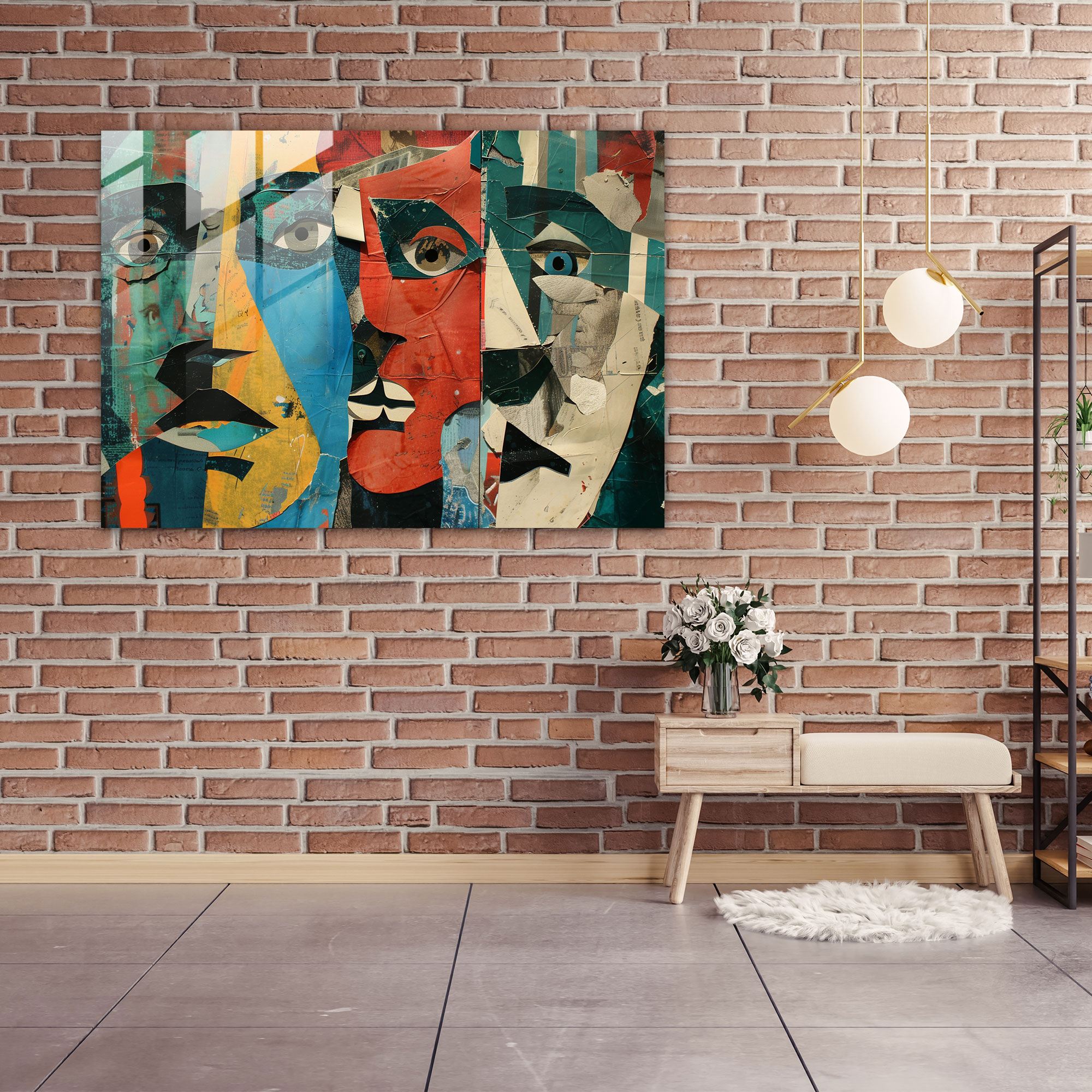 Pablo Picasso Glass Print - Fragmented Faces Collage - Pablo Picasso, Glass Art, Pablo Picasso, Glass Print