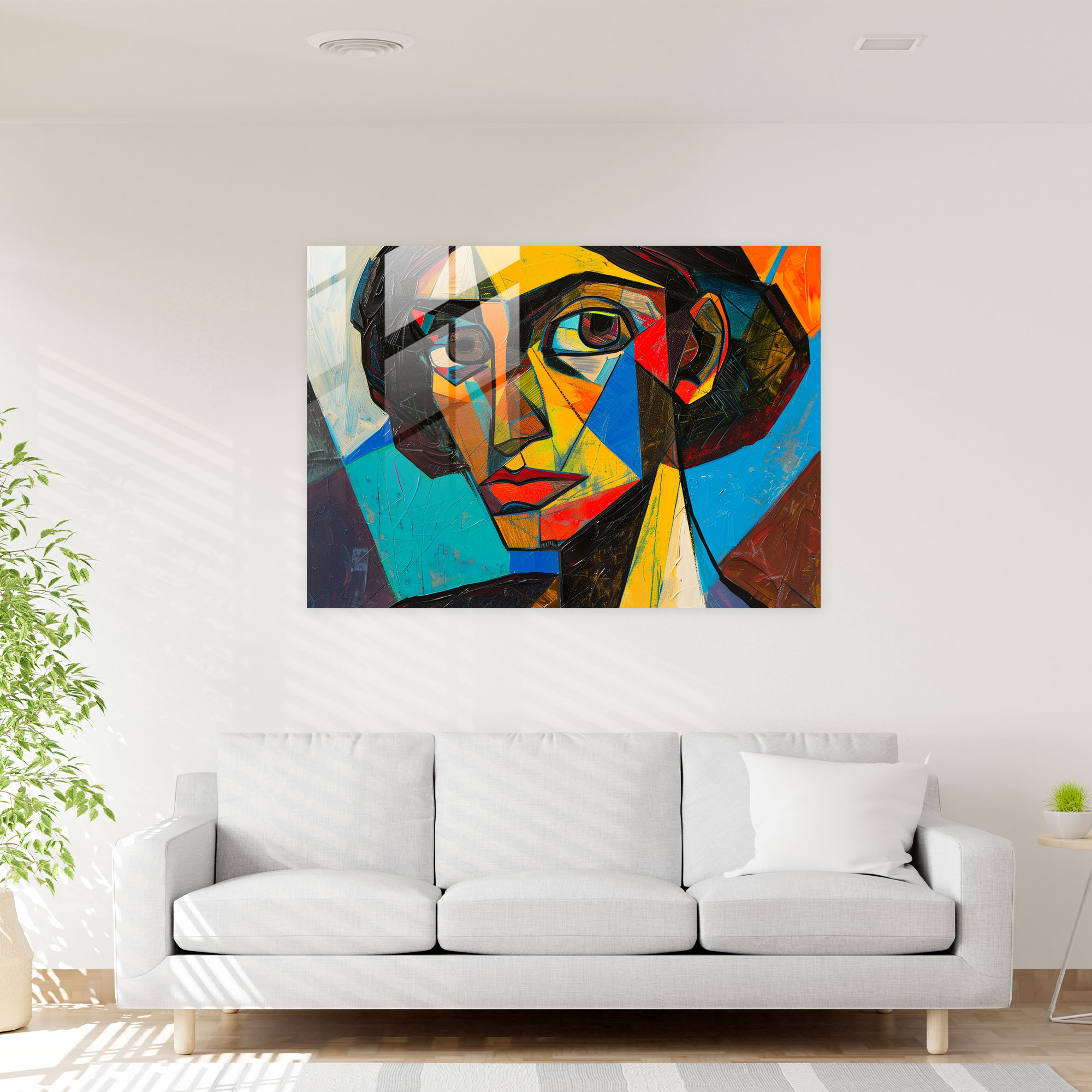Pablo Picasso Glass Wall Art - Cubist Portrait - Pablo Picasso, Home Decoration, Glass Wall Art, Cubist Art
