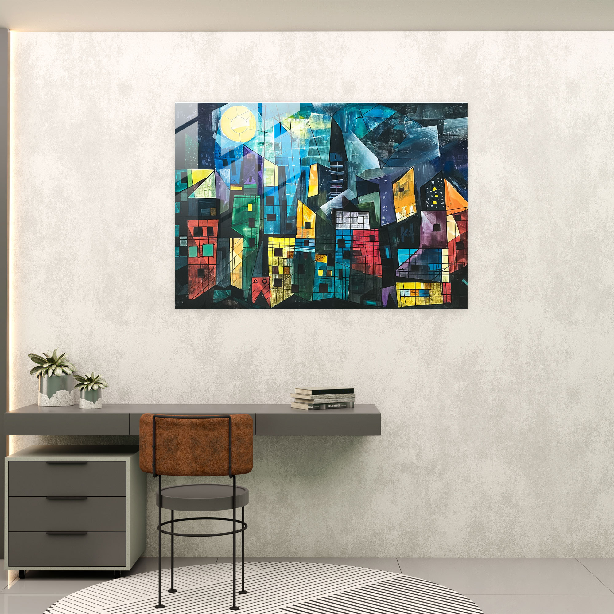 Pablo Picasso Glass Print - Cubist City Skyline - Pablo Picasso, Wall Decoration, Modern Art, Glass Wall Art