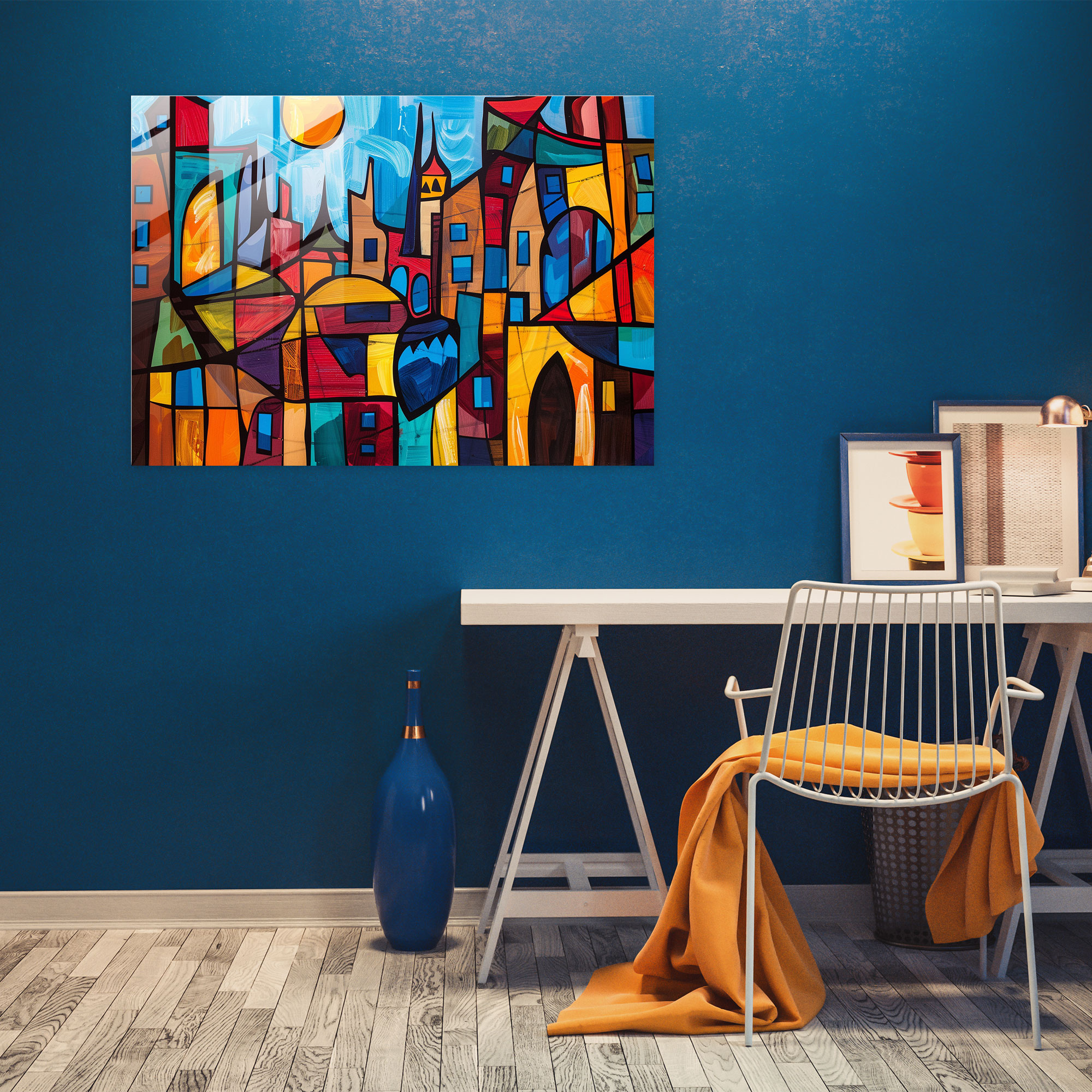 Pablo Picasso Home Decoration - Cubist Cityscape - Pablo Picasso, Home Decoration, Modern Art, Glass Art