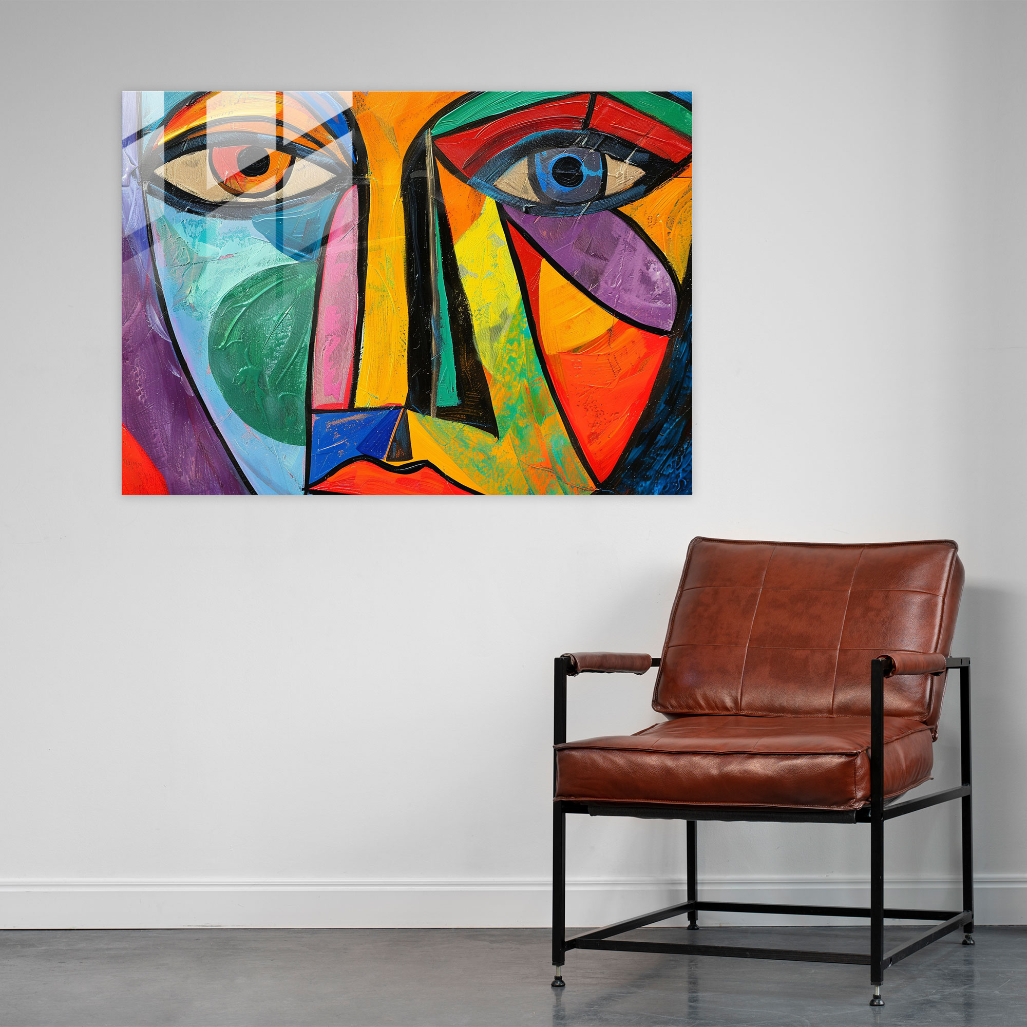 Pablo Picasso Glass Print - Abstract Portrait - Pablo Picasso, Wall Decoration, Glass Print, Pablo Picasso