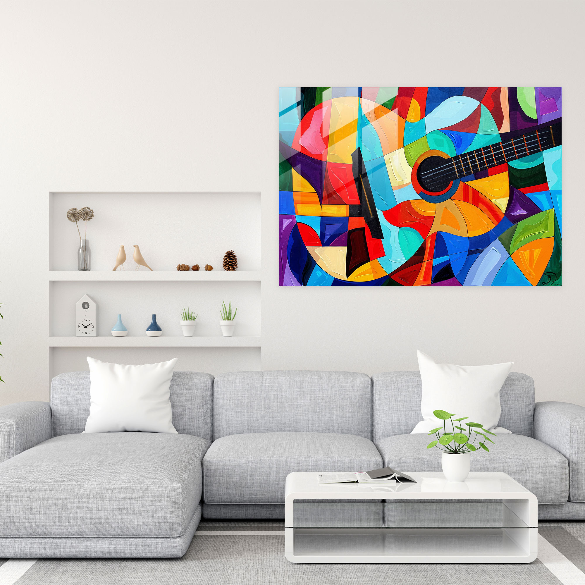 Pablo Picasso Glass Art - Cubist Guitar Design - Pablo Picasso, Vibrant Colors, Pablo Picasso, Glass Art
