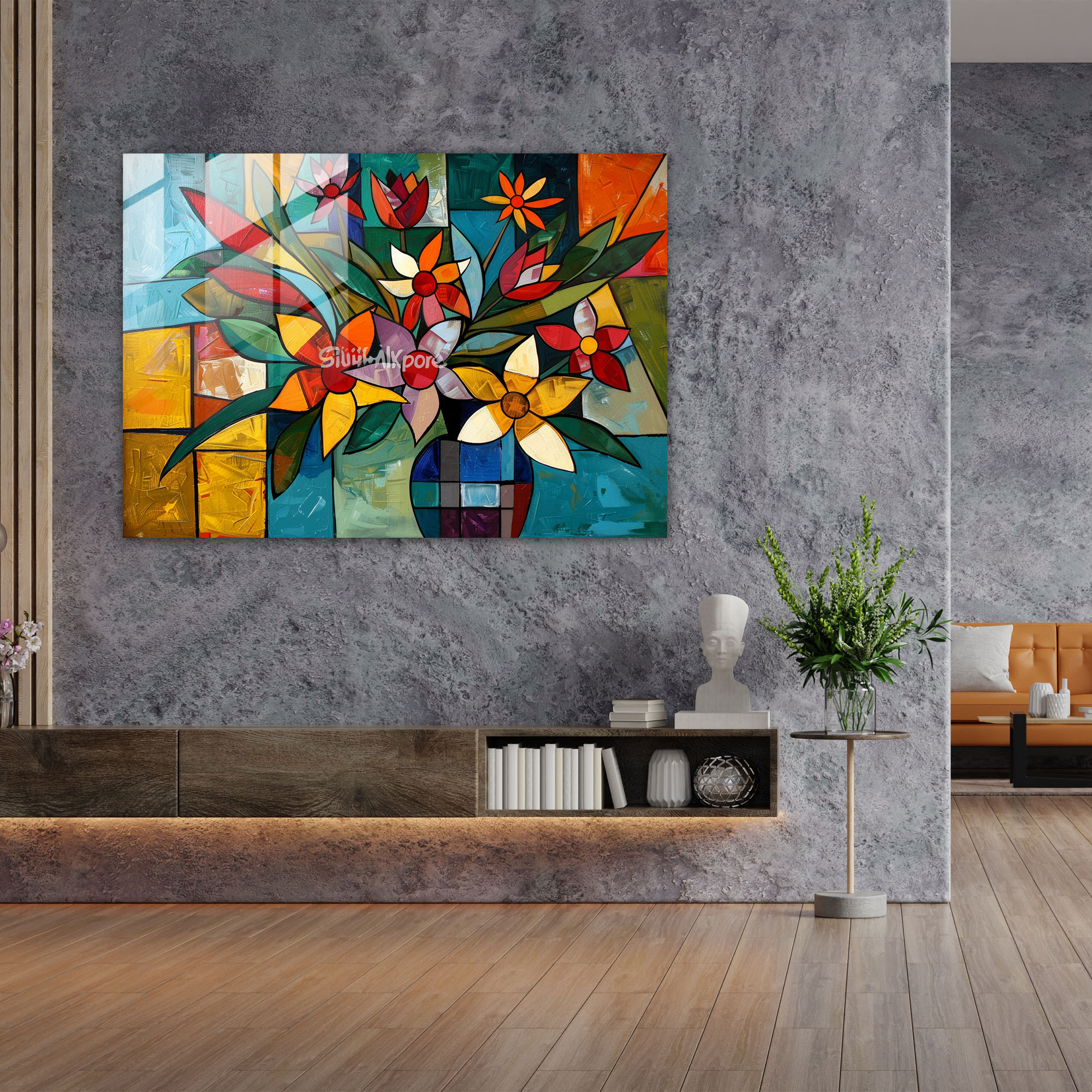 Pablo Picasso Glass Wall Art - Flower Bouquet - Pablo Picasso, Cubist Interpretation, Pablo Picasso, Glass Wall Art