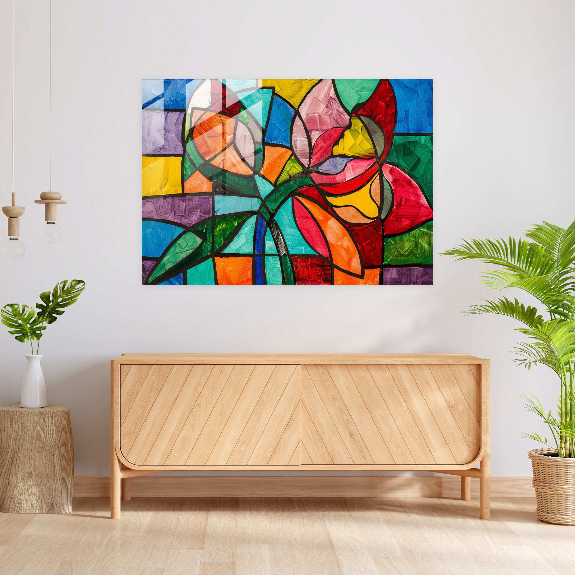 Modern Art Glass Print - Cubist Flower - Pablo Picasso, Pablo Picasso, Glass Wall Art, Home Decoration