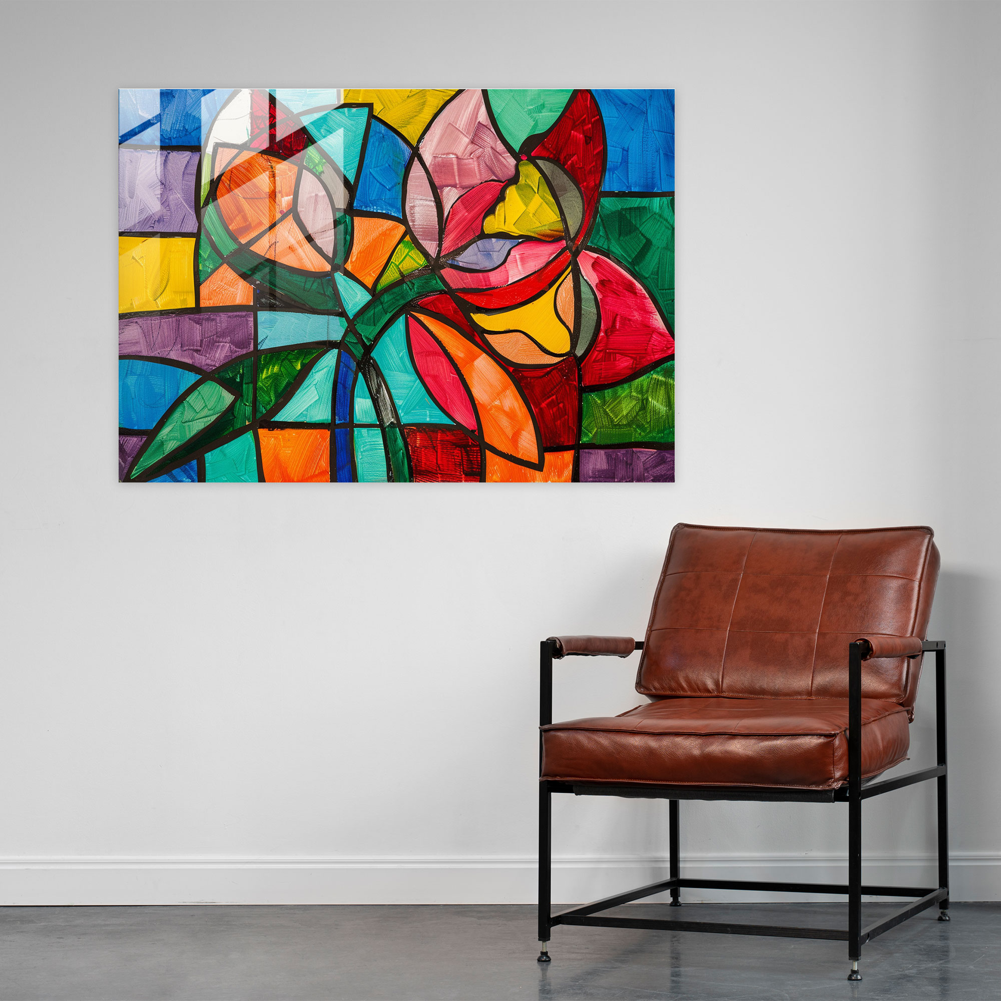 Modern Art Glass Print - Cubist Flower - Pablo Picasso, Pablo Picasso, Glass Wall Art, Home Decoration
