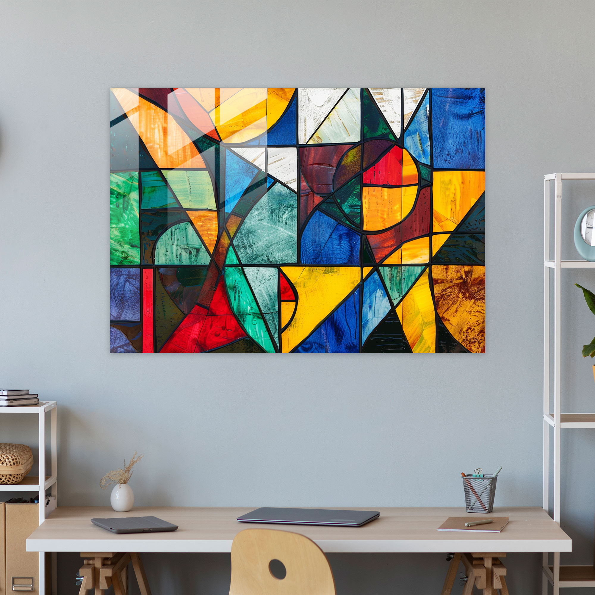 Pablo Picasso Glass Print - Abstract Geometric Shapes - Pablo Picasso, Home Decoration, Glass Print, Wall Decoration