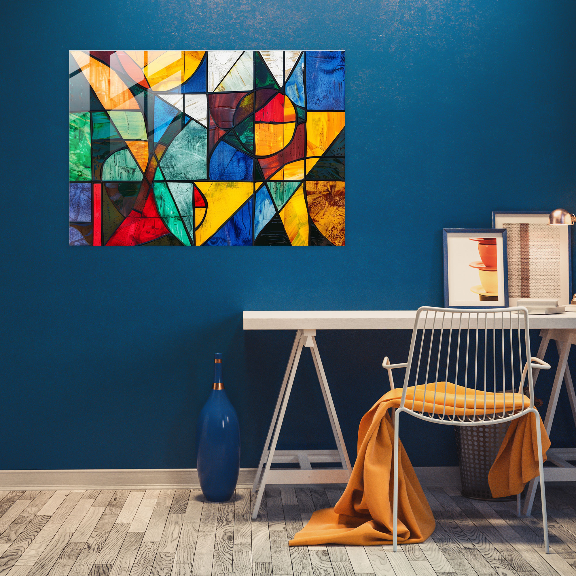 Pablo Picasso Glass Print - Abstract Geometric Shapes - Pablo Picasso, Home Decoration, Glass Print, Wall Decoration
