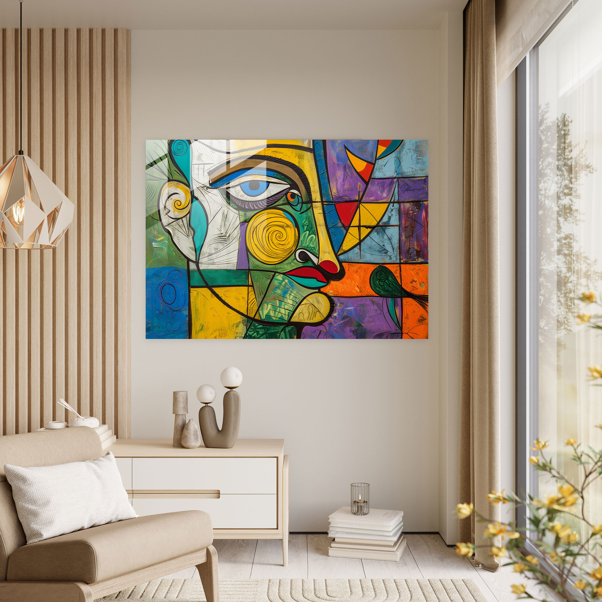 Pablo Picasso Modern Art - Surrealist Portrait - Pablo Picasso, Whimsical Elements, Surrealist, Glass Art