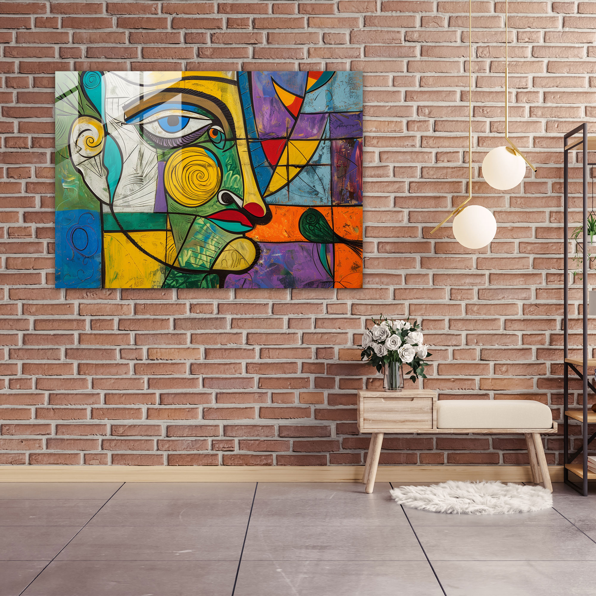 Pablo Picasso Modern Art - Surrealist Portrait - Pablo Picasso, Whimsical Elements, Surrealist, Glass Art