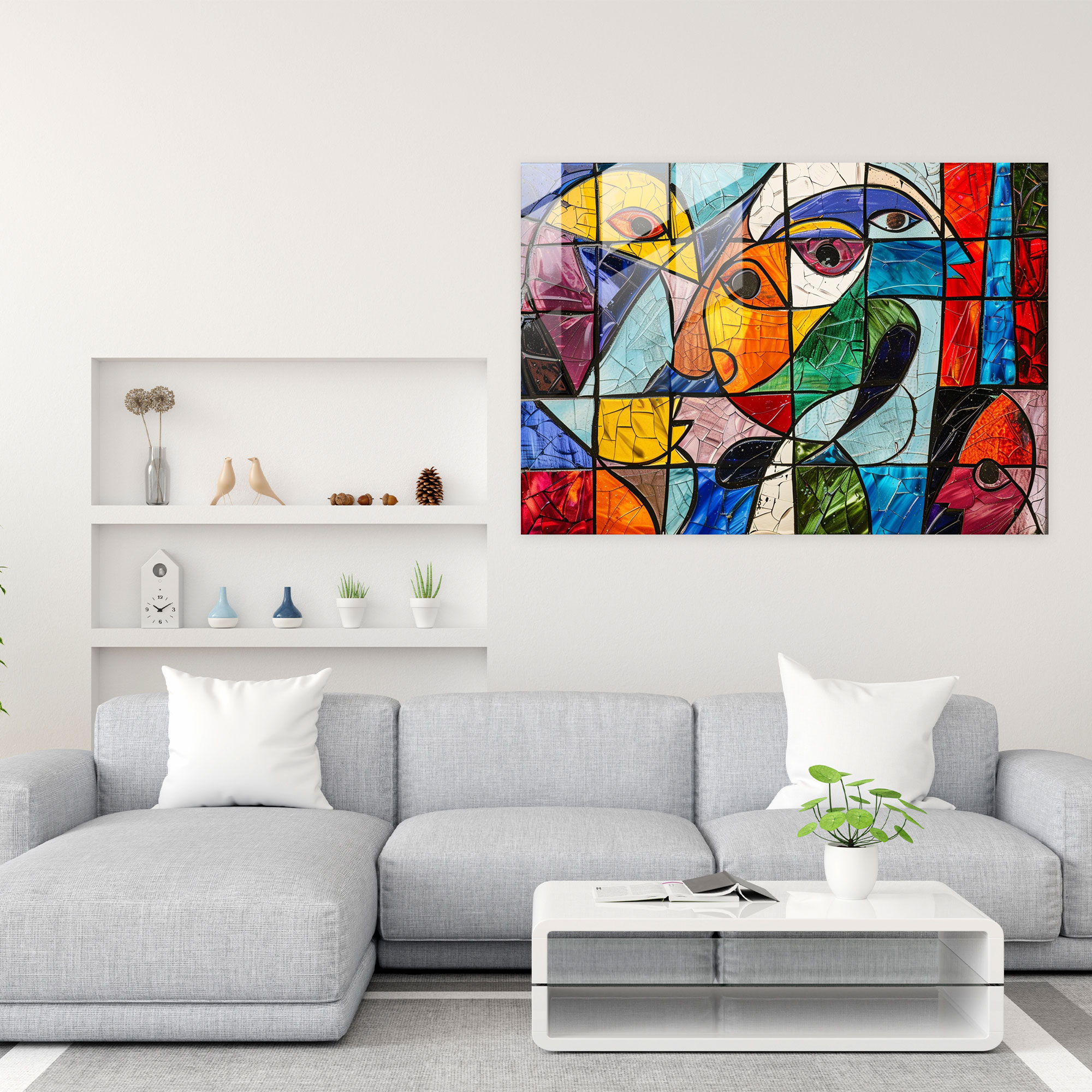 Pablo Picasso Glass Print - Abstract Composition - Pablo Picasso, Glass Art, Wall Decoration, Modern Art
