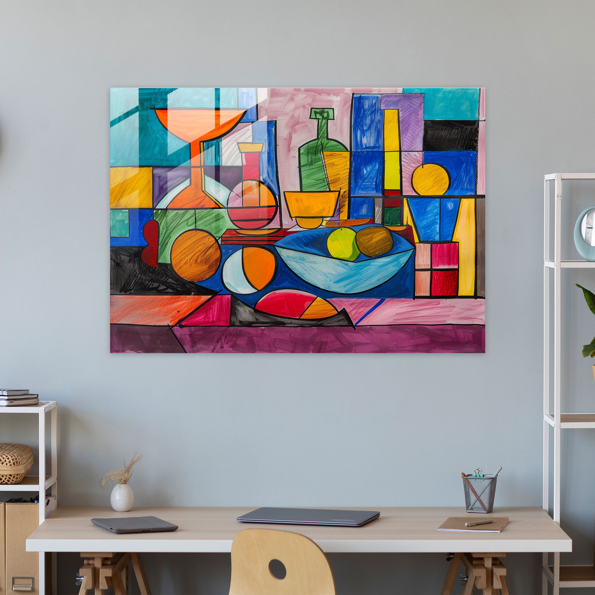 Pablo Picasso Wall Decoration - Colorful Still Life - Pablo Picasso, Pablo Picasso, Wall Decoration, Glass Print