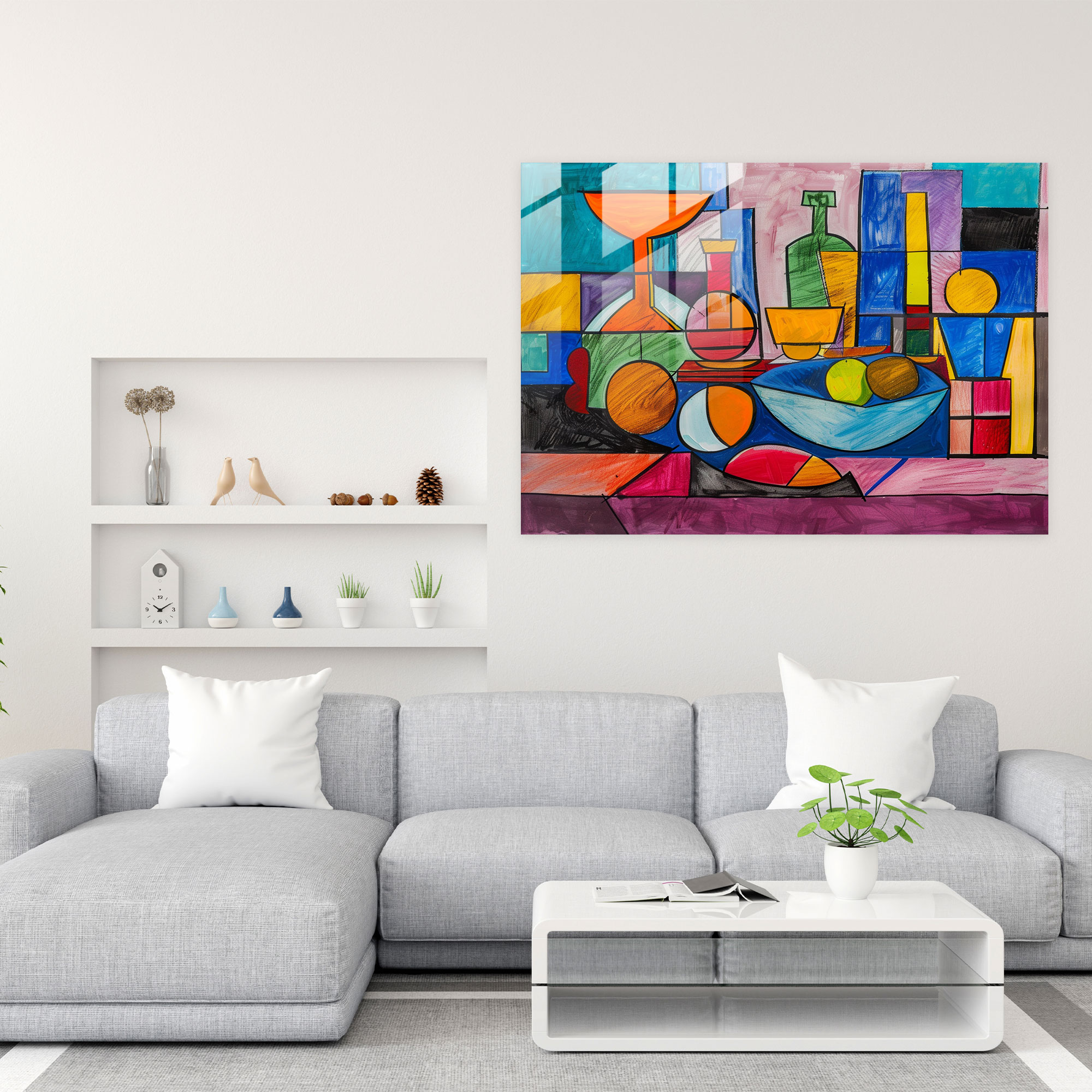 Pablo Picasso Wall Decoration - Colorful Still Life - Pablo Picasso, Pablo Picasso, Wall Decoration, Glass Print