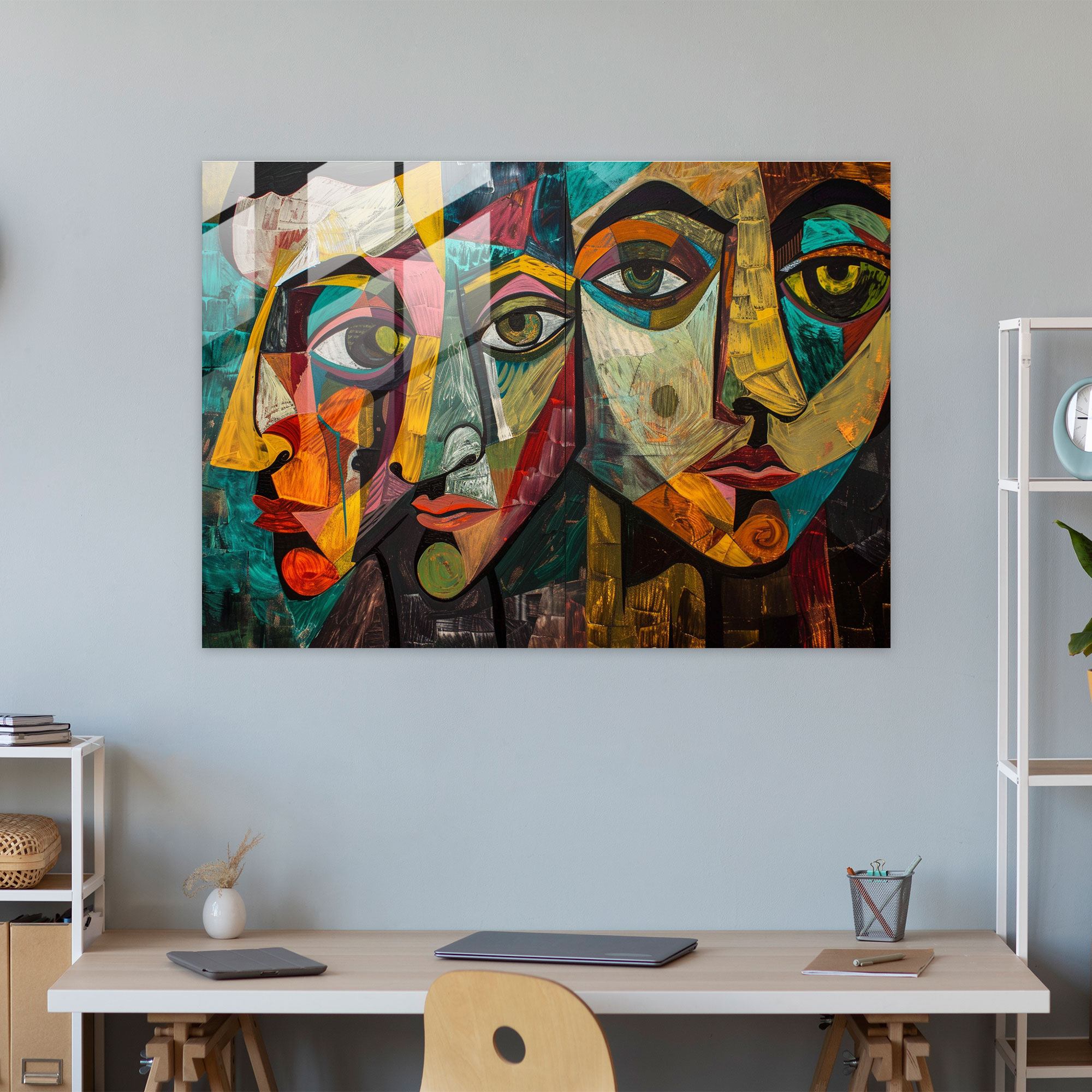 Pablo Picasso Modern Art - Expressive Figures - Pablo Picasso, Distorted, Expressive, Glass Print
