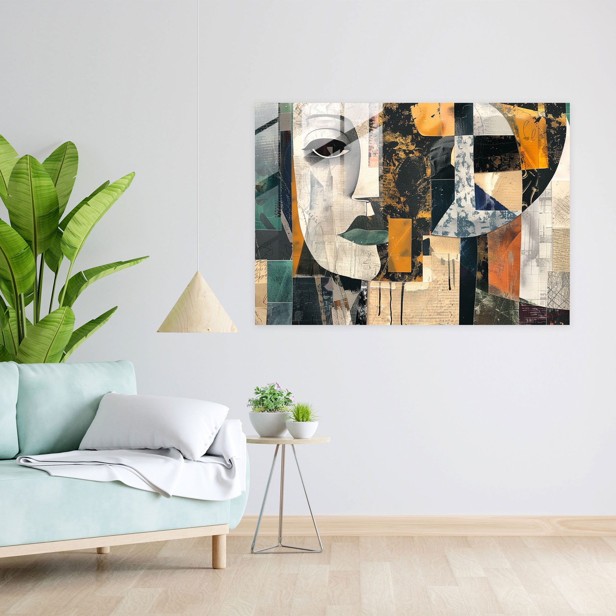 Pablo Picasso Collage Glass Print - Pablo Picasso, Home Decoration, Glass Print, Mixed Media Elements