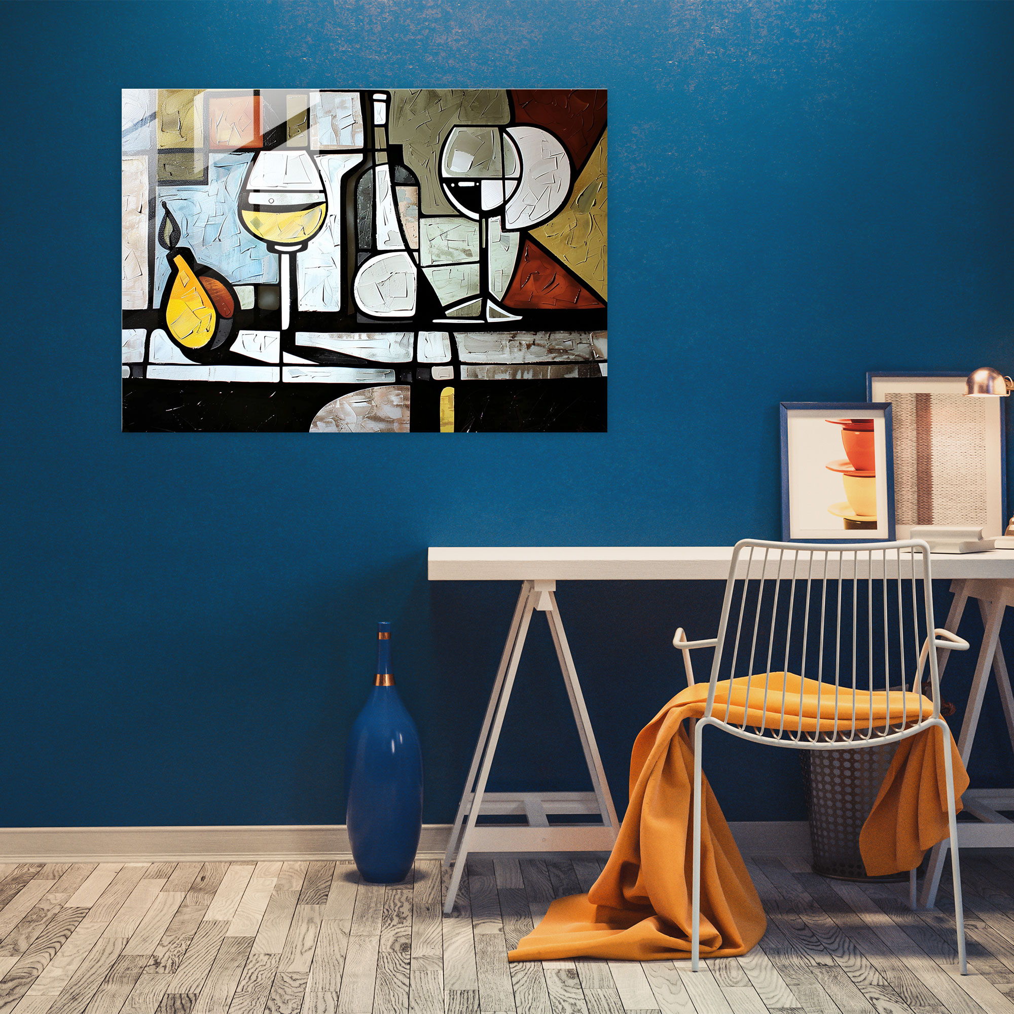 Pablo Picasso Cubist Glass Print - Pablo Picasso, Home Decoration, Glass Print, Wall Decoration