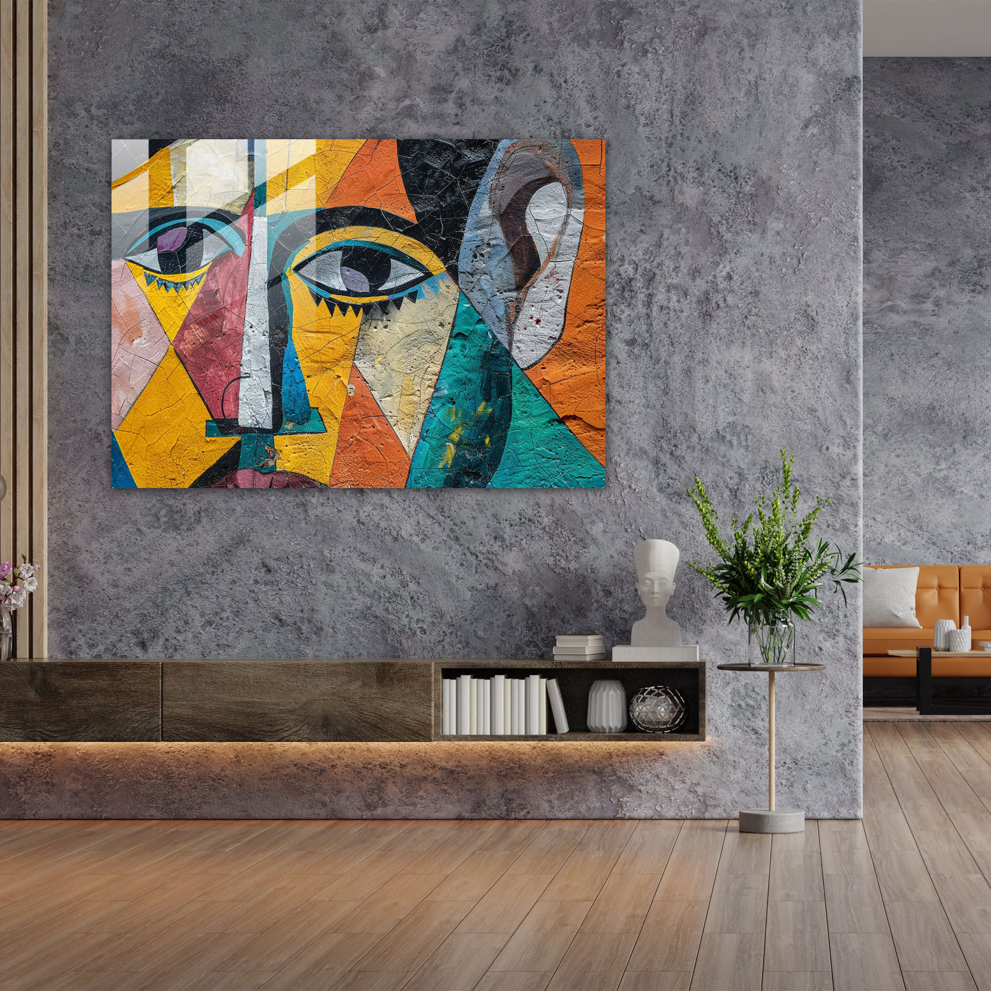 Pablo Picasso Abstract Portrait Glass Print - Pablo Picasso, Glass Art, Glass Wall Art, Home Decoration
