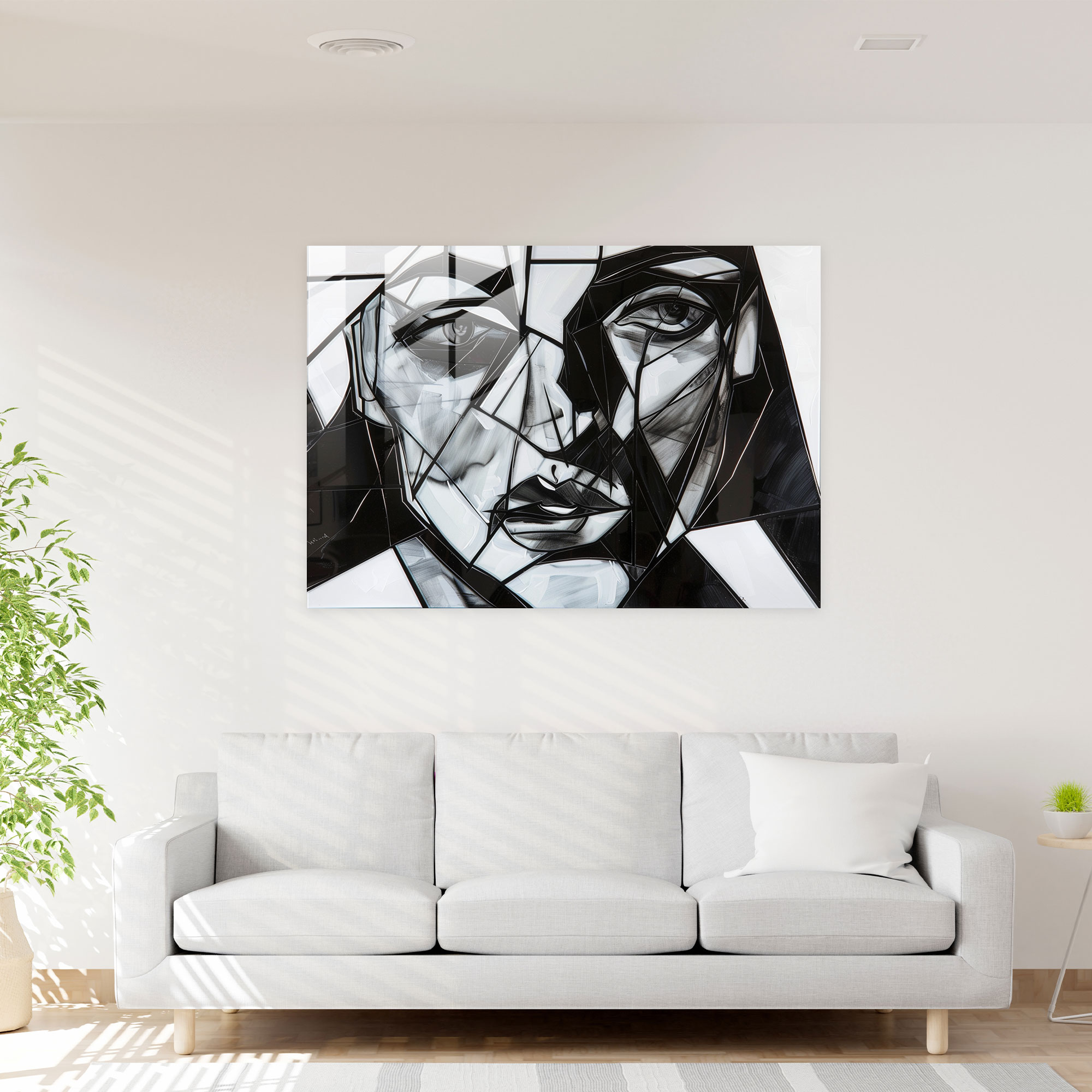 Pablo Picasso Cubist Portrait Glass Wall Art - Pablo Picasso, Black And White, Pablo Picasso, Portrait