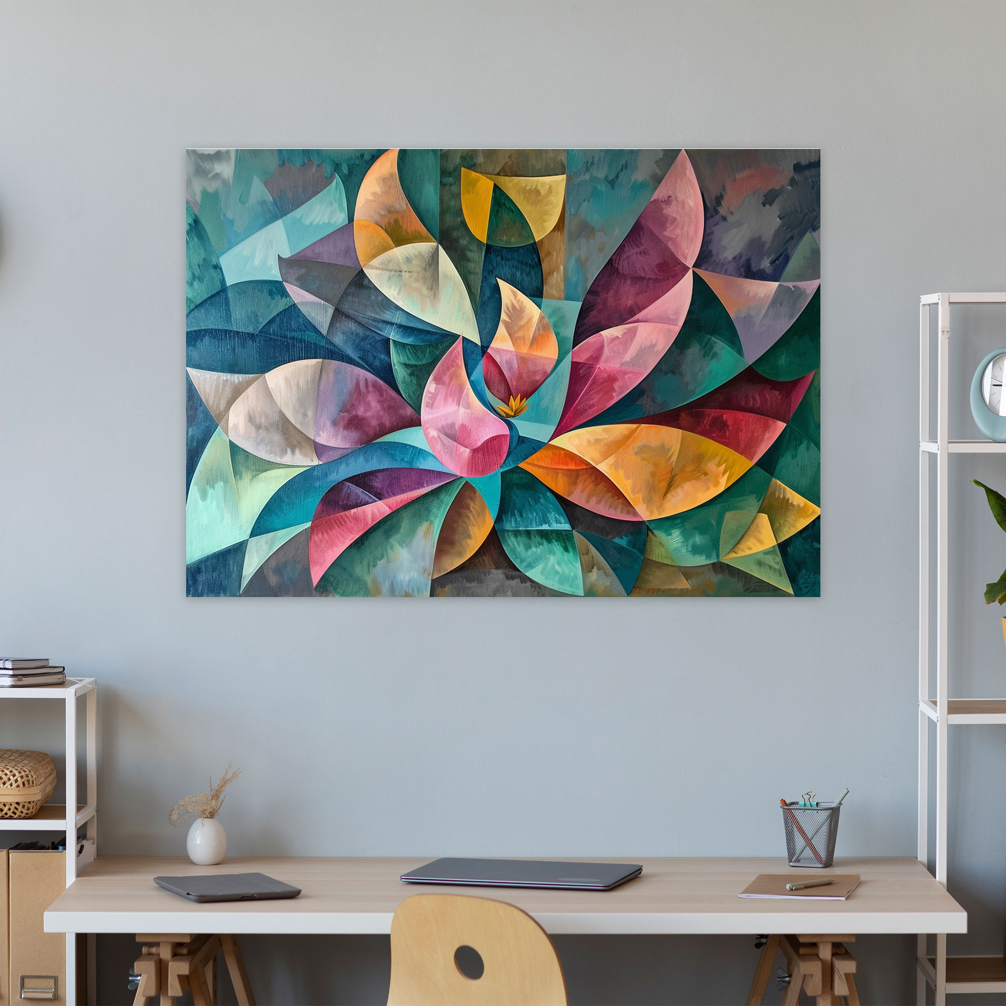 Pastel Cubist Floral Arrangement Canvas Print - Pablo Picasso, Canvas Print, Wall Decoration, Canvas Wall Art