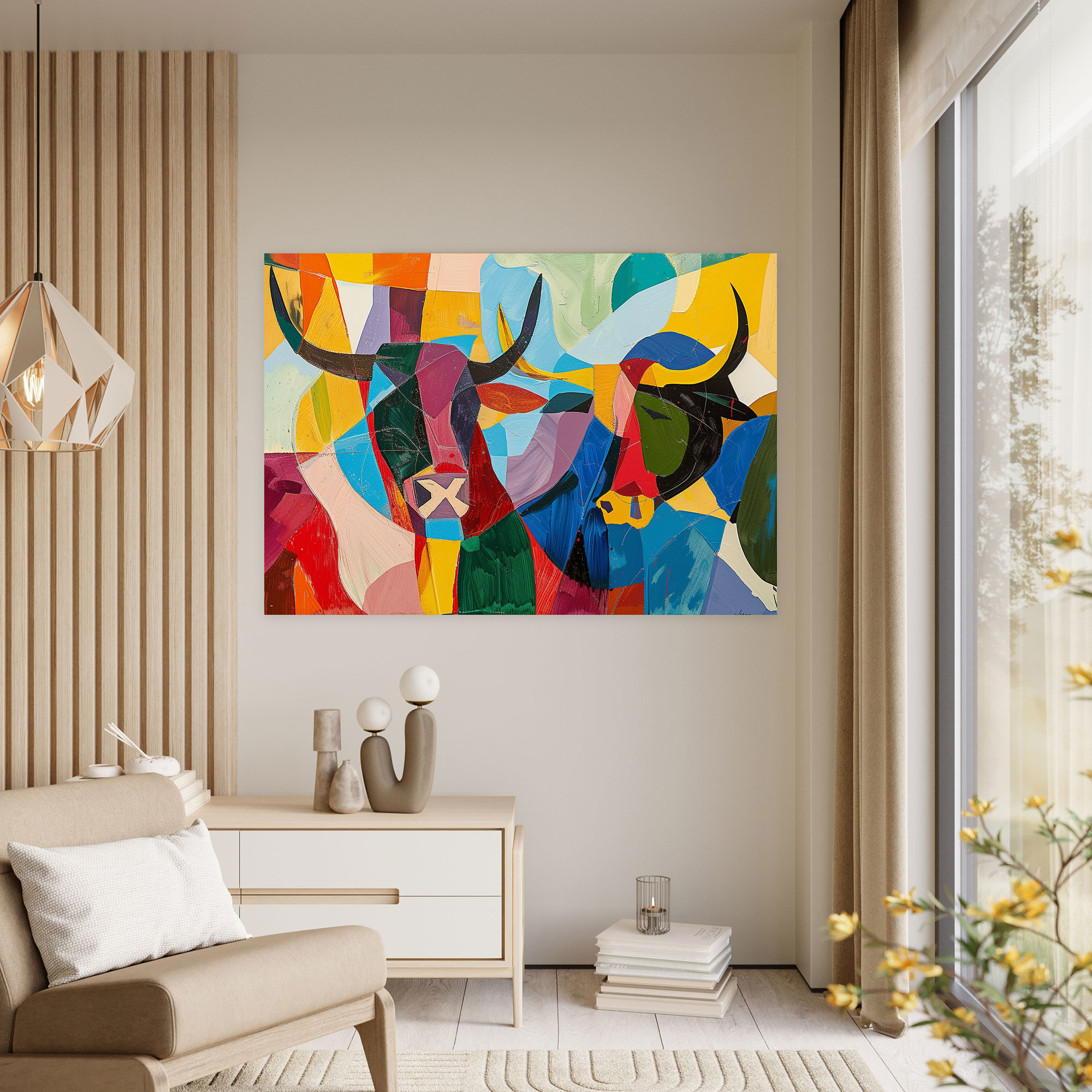 Pablo Picasso Duvar Dekorasyonu - Renkli Soyut Kompozisyon - Ev Dekorasyonu Duvar Dekorasyonu Kanvas Tablo Sanatı