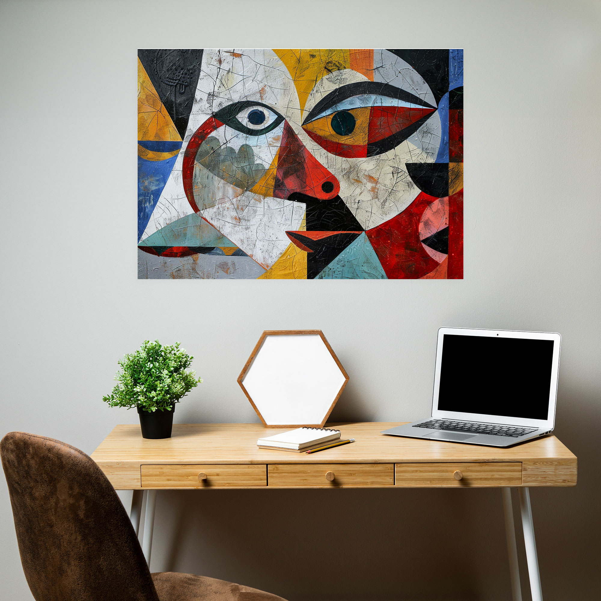 Picasso İlhamlı Geometrik Soyut Kanvas Tablo - Pablo Picasso Ev Dekorasyonu Duvar Sanatı