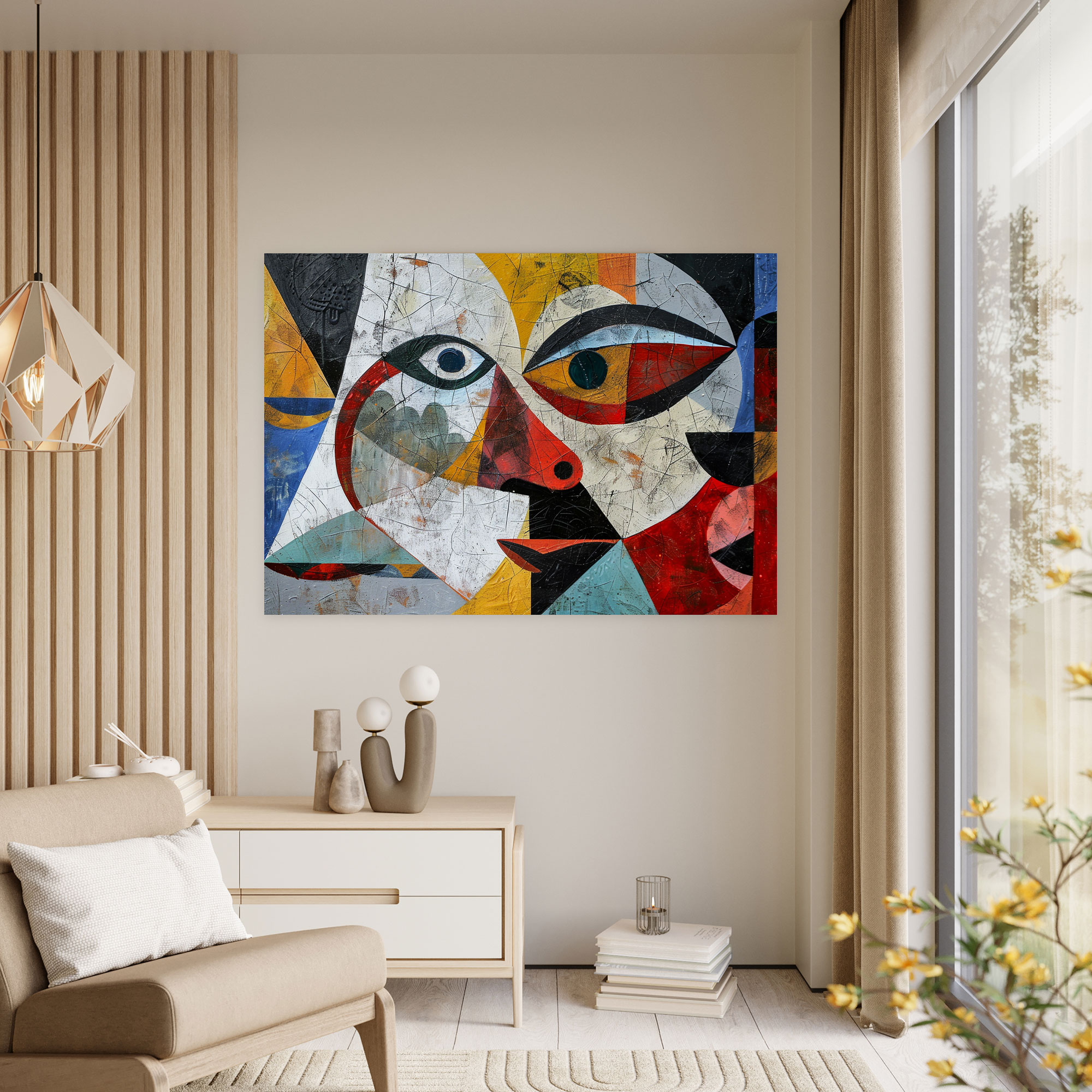 Picasso İlhamlı Geometrik Soyut Kanvas Tablo - Pablo Picasso Ev Dekorasyonu Duvar Sanatı