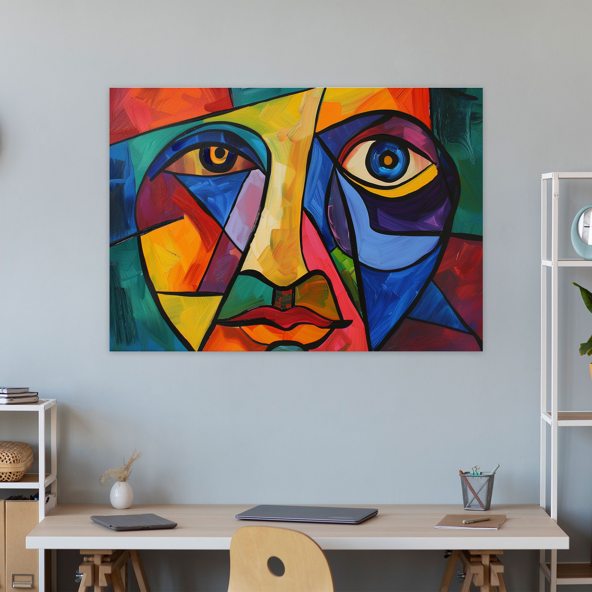 Canlı Renkler Picasso Yüz Kanvas Tablo - Pablo Picasso Duvar Dekorasyonu Duvar Sanatı