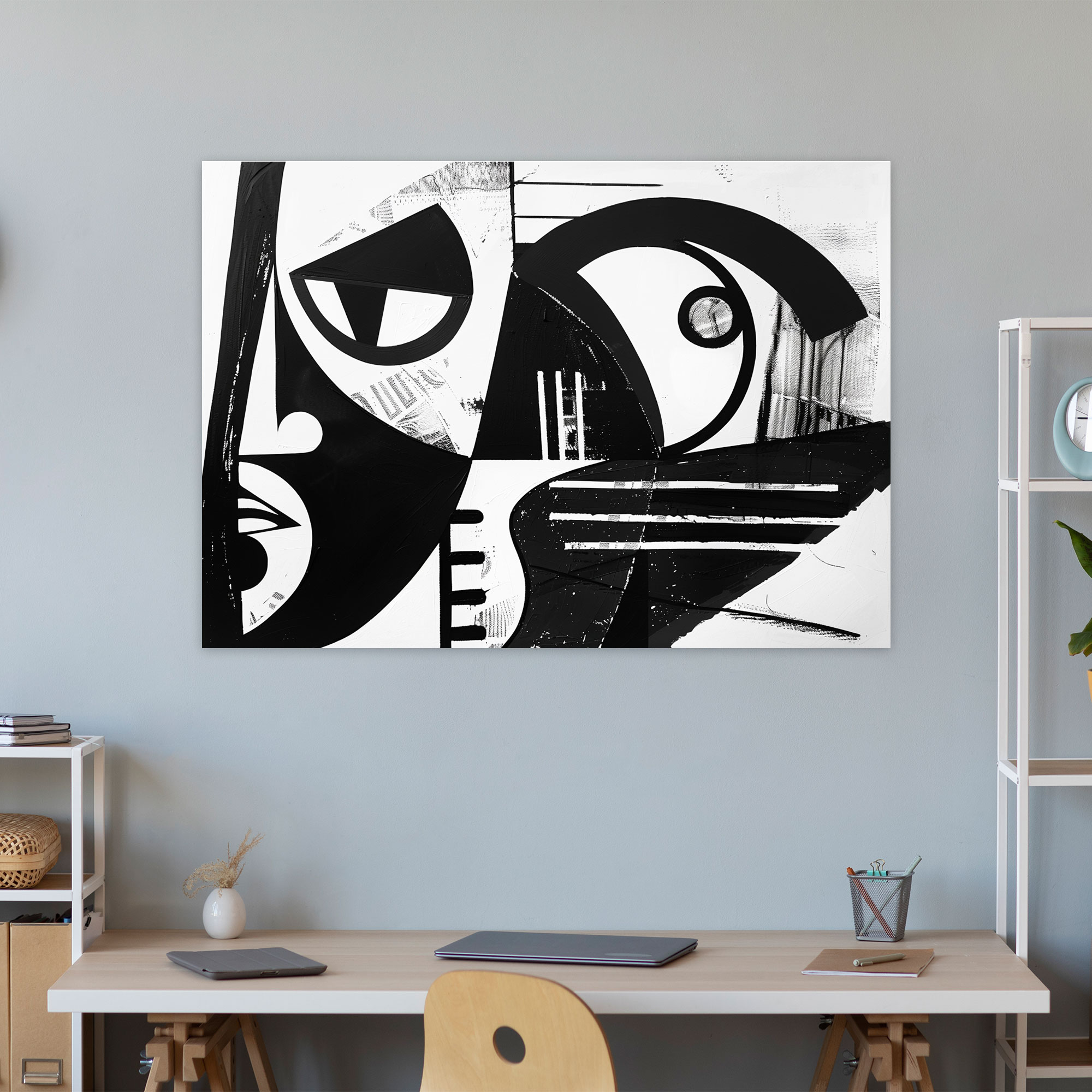 Siyah ve Beyaz Picasso Tarzı Kanvas Tablo - Pablo Picasso Duvar Sanatı Ev Dekorasyonu