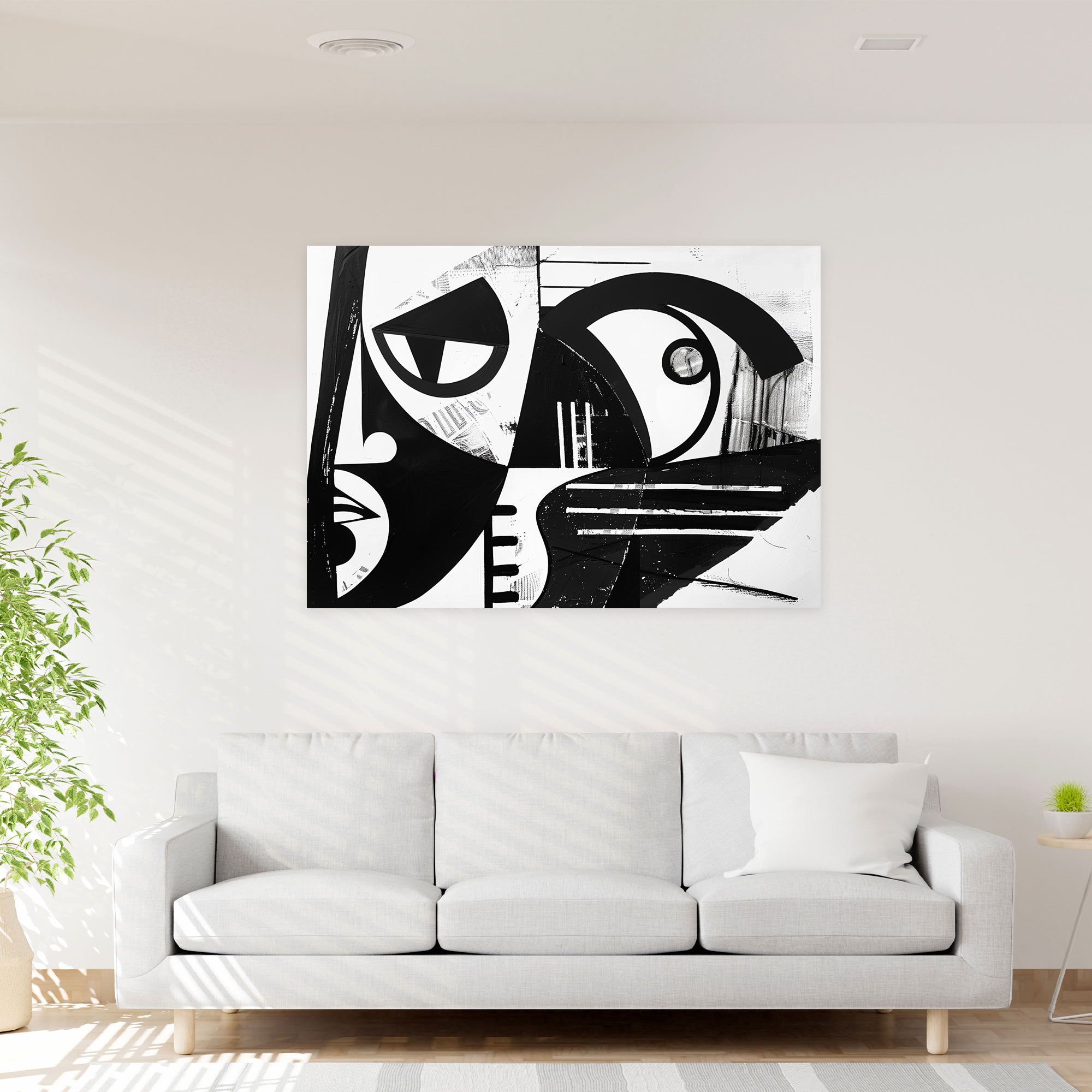 Siyah ve Beyaz Picasso Tarzı Kanvas Tablo - Pablo Picasso Duvar Sanatı Ev Dekorasyonu