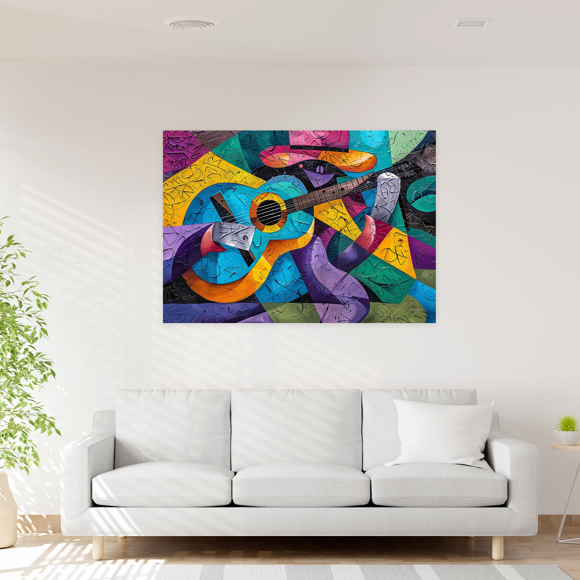 Pablo Picasso Soyut Gitar Çalan Duvar Sanatı - Kanvas Tablo Pablo Picasso