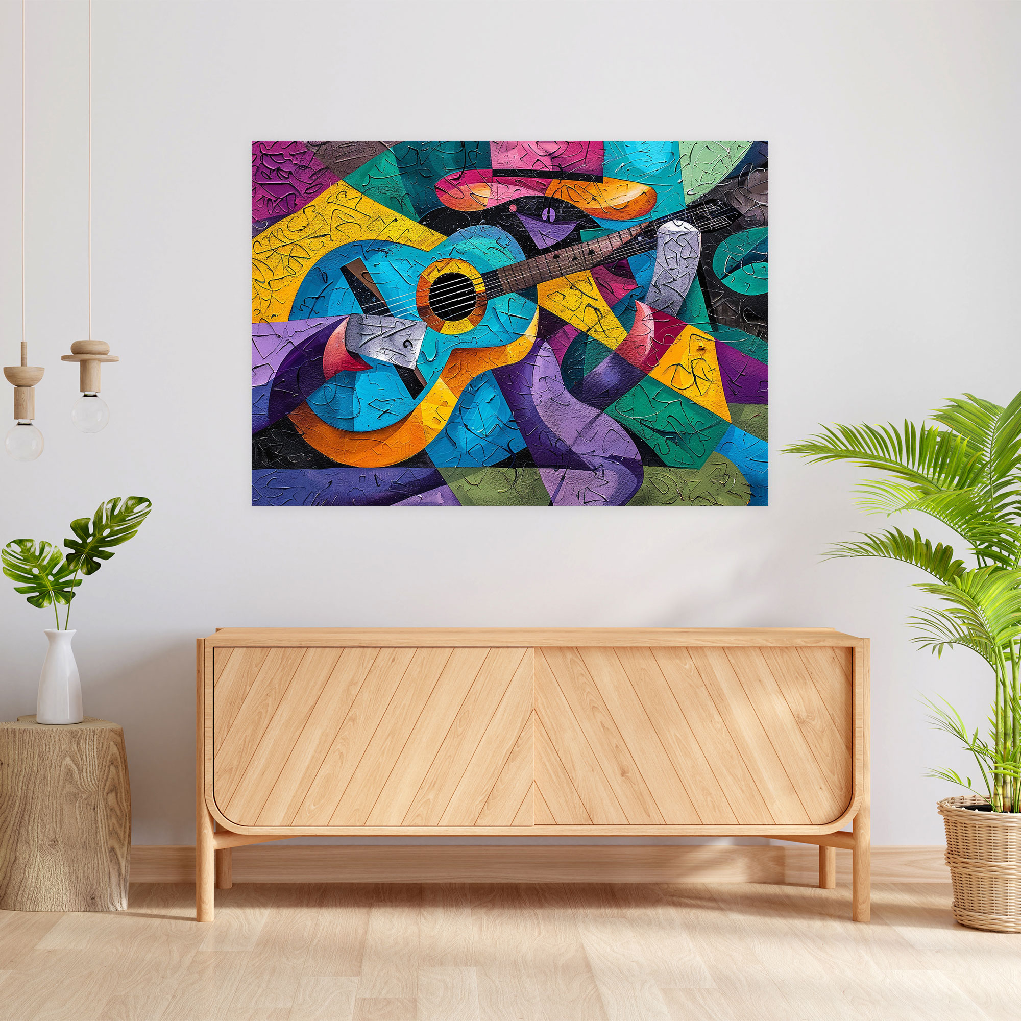 Pablo Picasso Soyut Gitar Çalan Duvar Sanatı - Kanvas Tablo Pablo Picasso