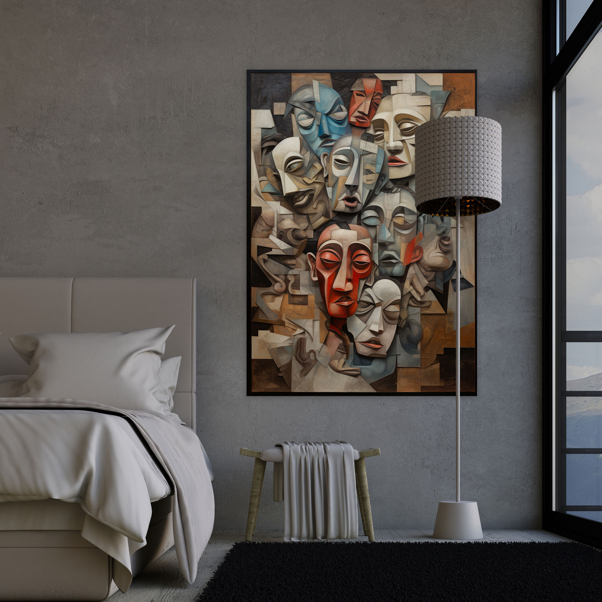 Pablo Picasso Style Canvas Wall Art - Pablo Picasso, Wall Art, Figurative Art Piece, Fragmented
