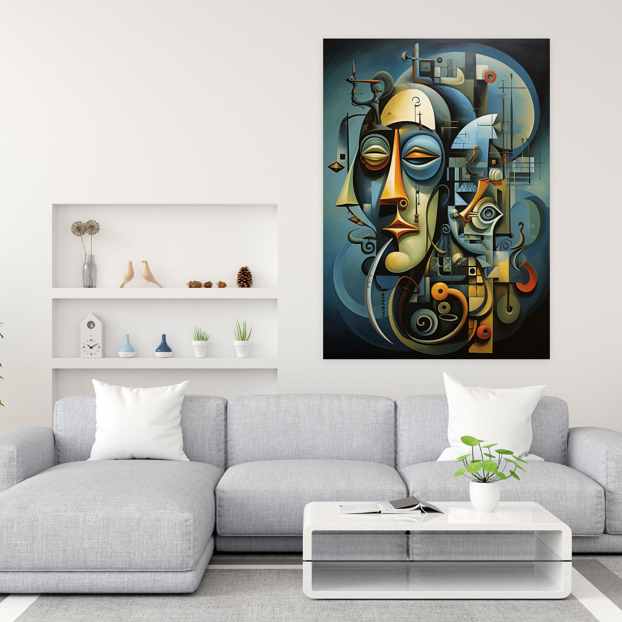 Pablo Picasso Style Canvas Wall Art - Pablo Picasso, Fusion Of Cubism And Surrealism, Wall Decoration, Intersecting Forms