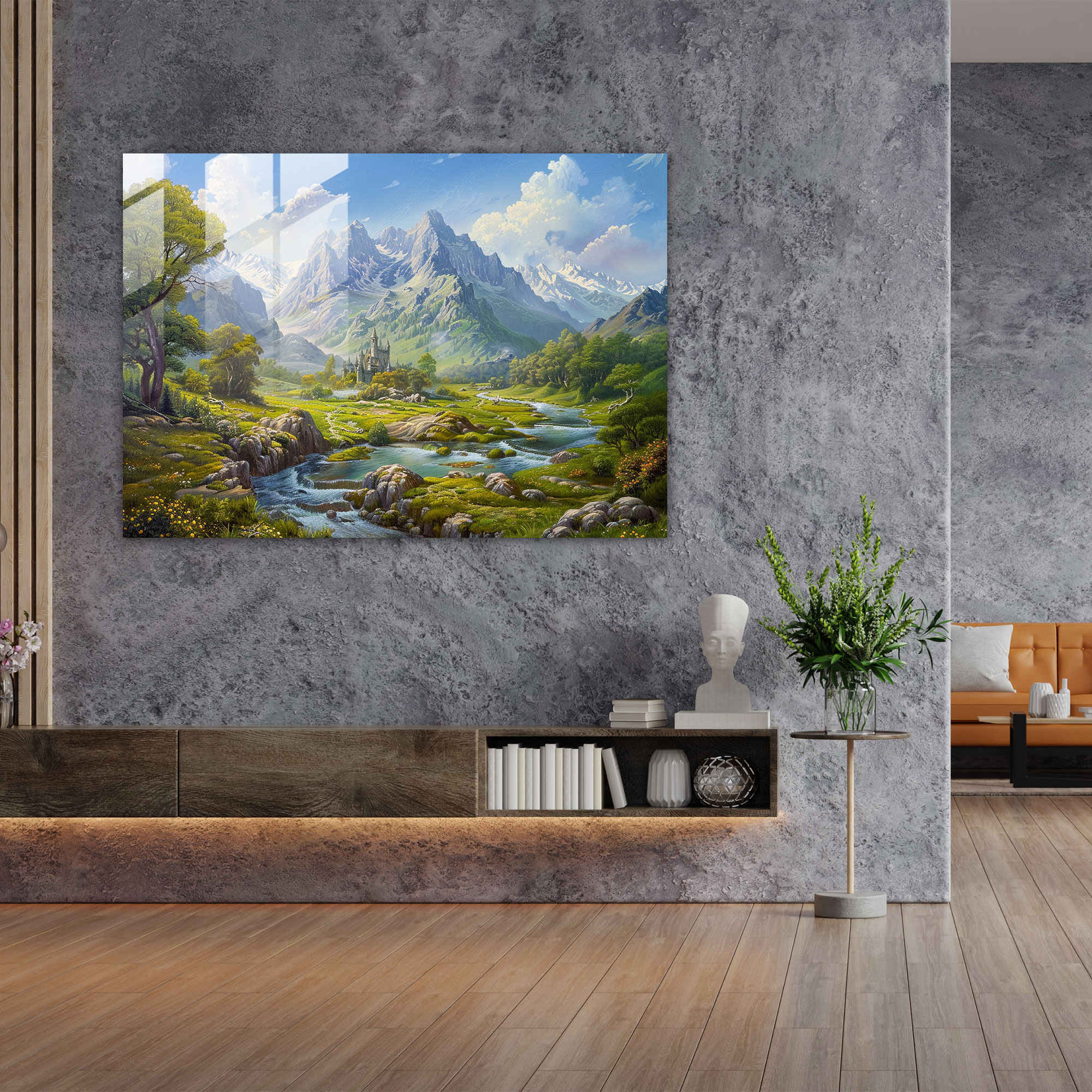 Huzurlu Manzara Cam Tablo - Ön-Raphael Kardeşlik Cam Duvar Sanatı Modern Sanat Duvar Dekorasyonu