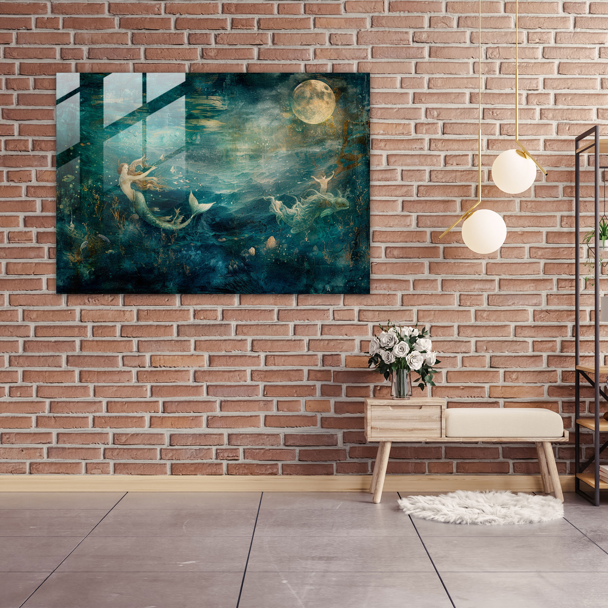 Efsanevi Deniz Manzaralı Cam Tablo - Ön-Raffaelocu Kardeşlik Modern Sanat Cam Tablo Cam Sanatı