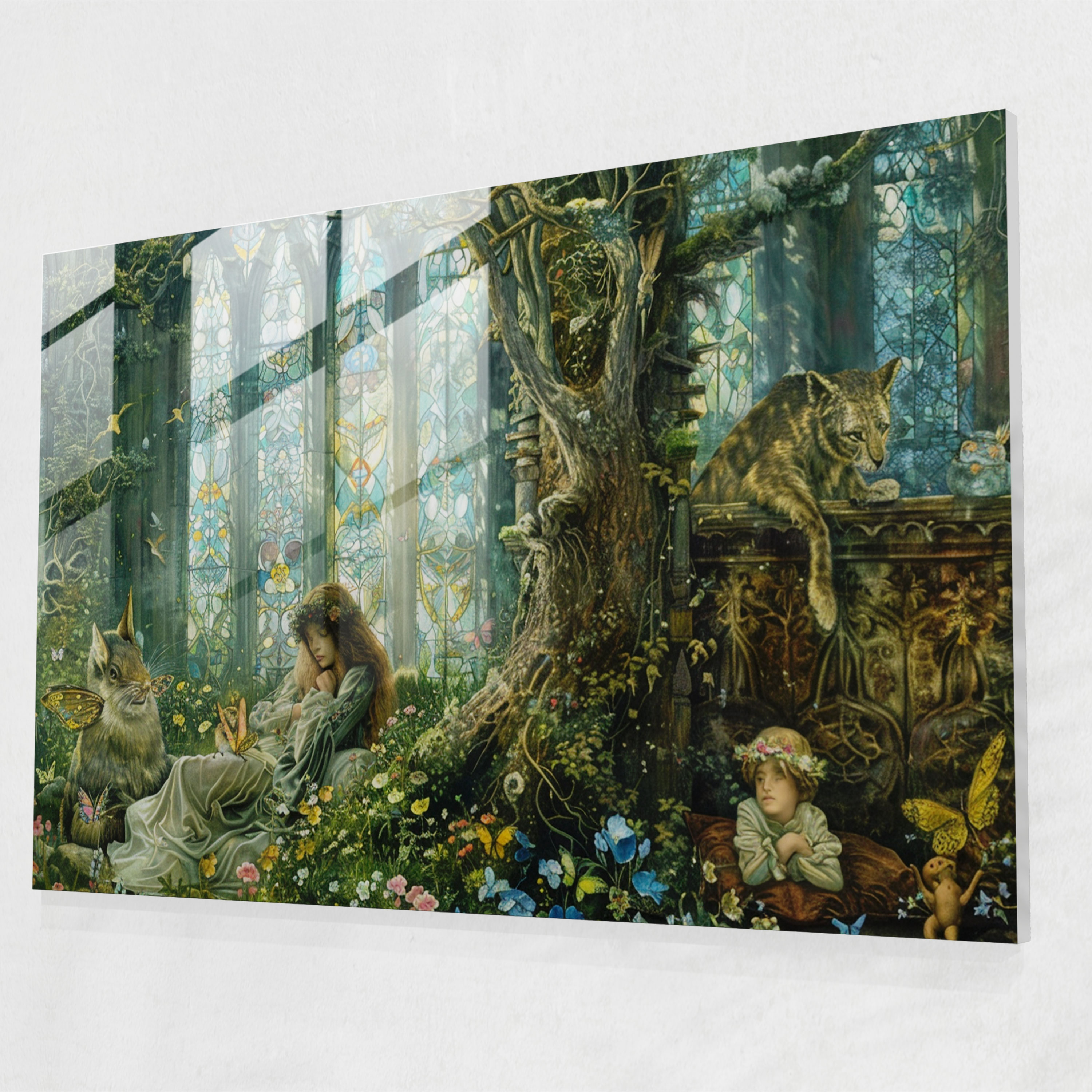 Rüya Gibi Fantastik Cam Tablo - Pre-Raphaelite Kardeşlik Duvar Dekorasyonu Cam Duvar Sanatı Cam Sanatı
