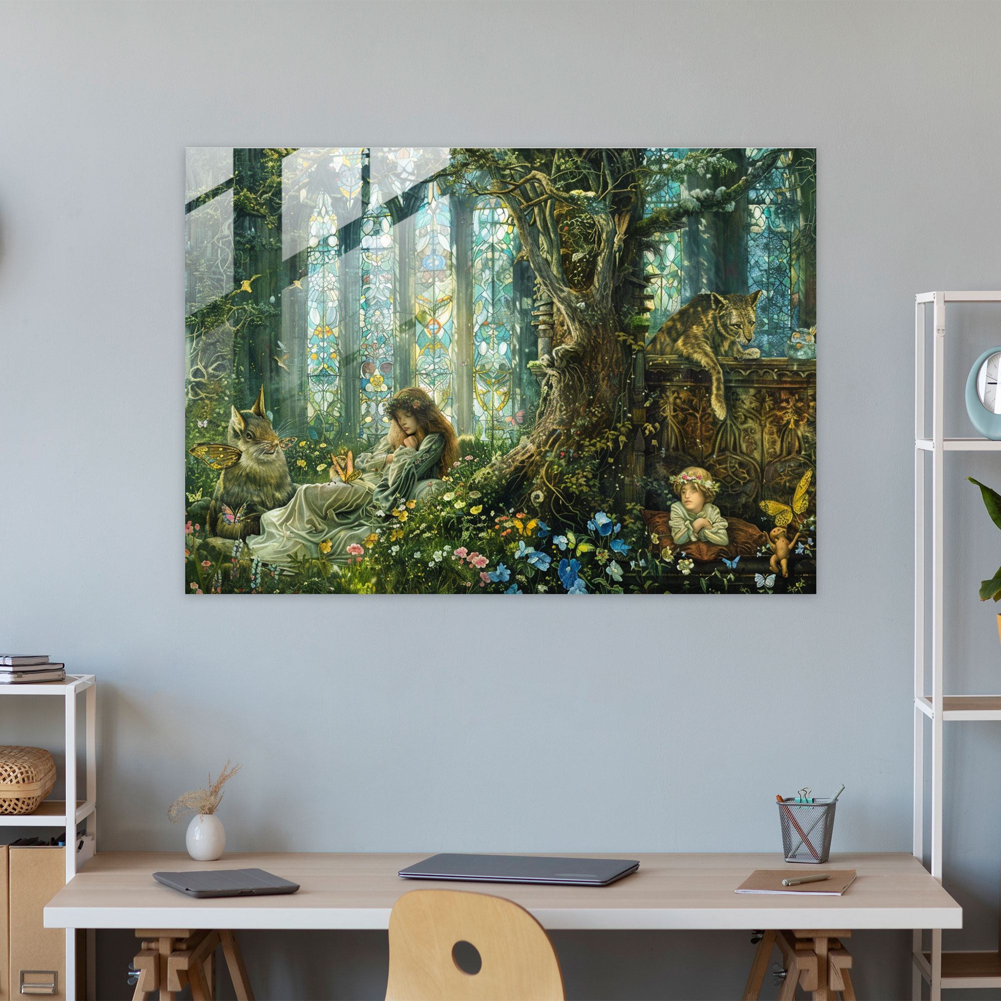 Rüya Gibi Fantastik Cam Tablo - Pre-Raphaelite Kardeşlik Duvar Dekorasyonu Cam Duvar Sanatı Cam Sanatı