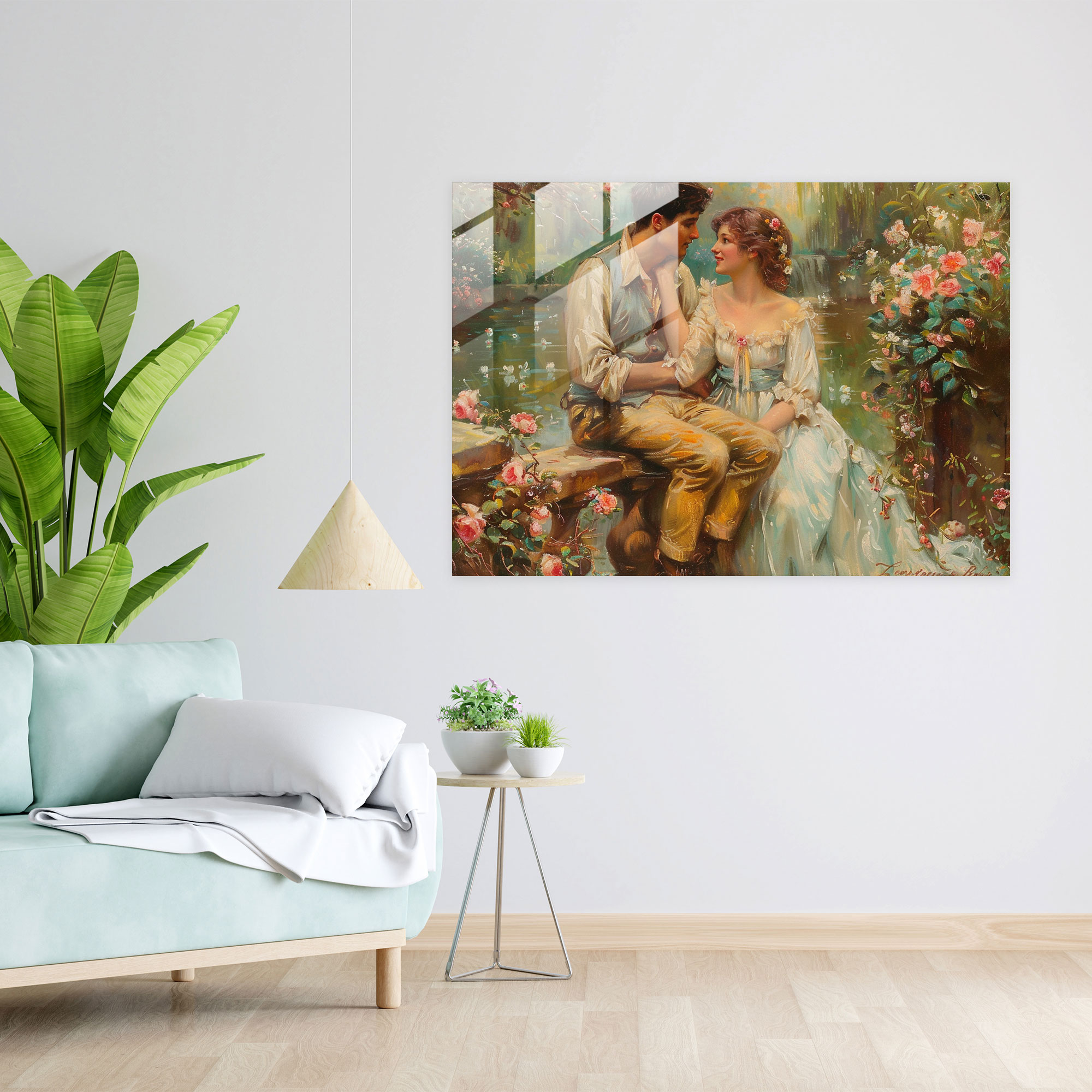 Romantik Bahçe Cam Tablo - Pre-Raphaelite Kardeşlik Duvar Dekorasyonu Cam Sanatı Modern Sanat