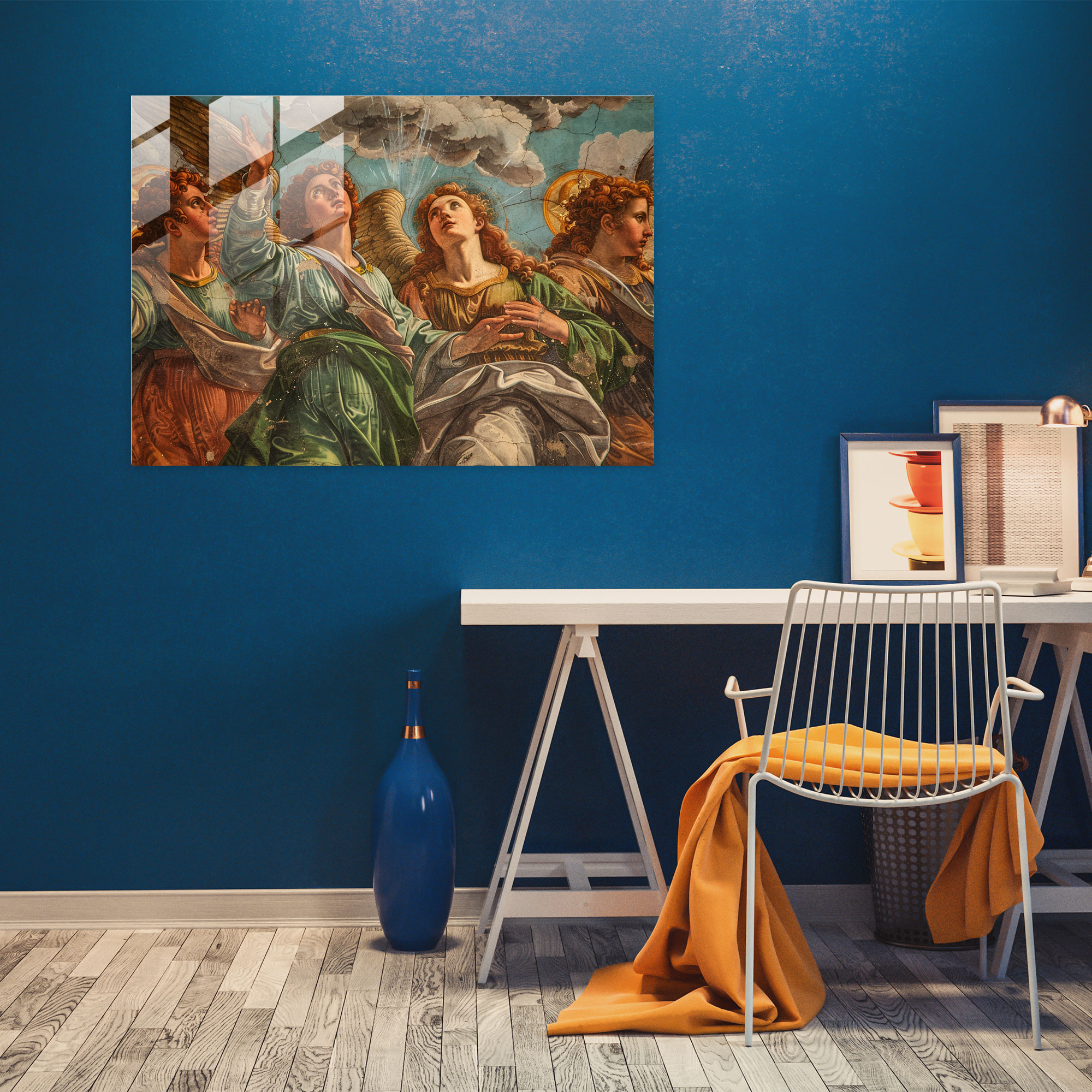 Cennetsel Azizler Cam Tablo - Ön-Raphael Kardeşlik Cam Sanatı Duvar Dekorasyonu Modern Sanat