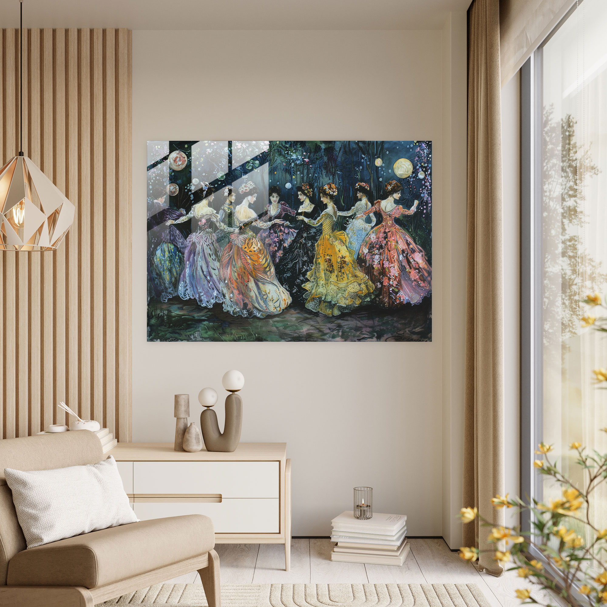 Zarif Bayanlar Cam Tablosu - Pre-Raphaelite Brotherhood Modern Sanat Ev Dekorasyonu