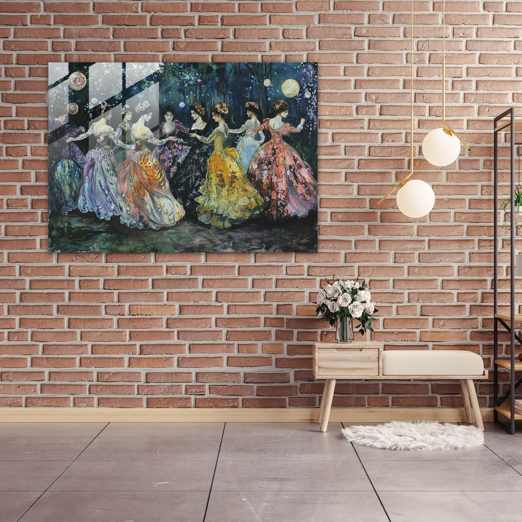 Zarif Bayanlar Cam Tablosu - Pre-Raphaelite Brotherhood Modern Sanat Ev Dekorasyonu
