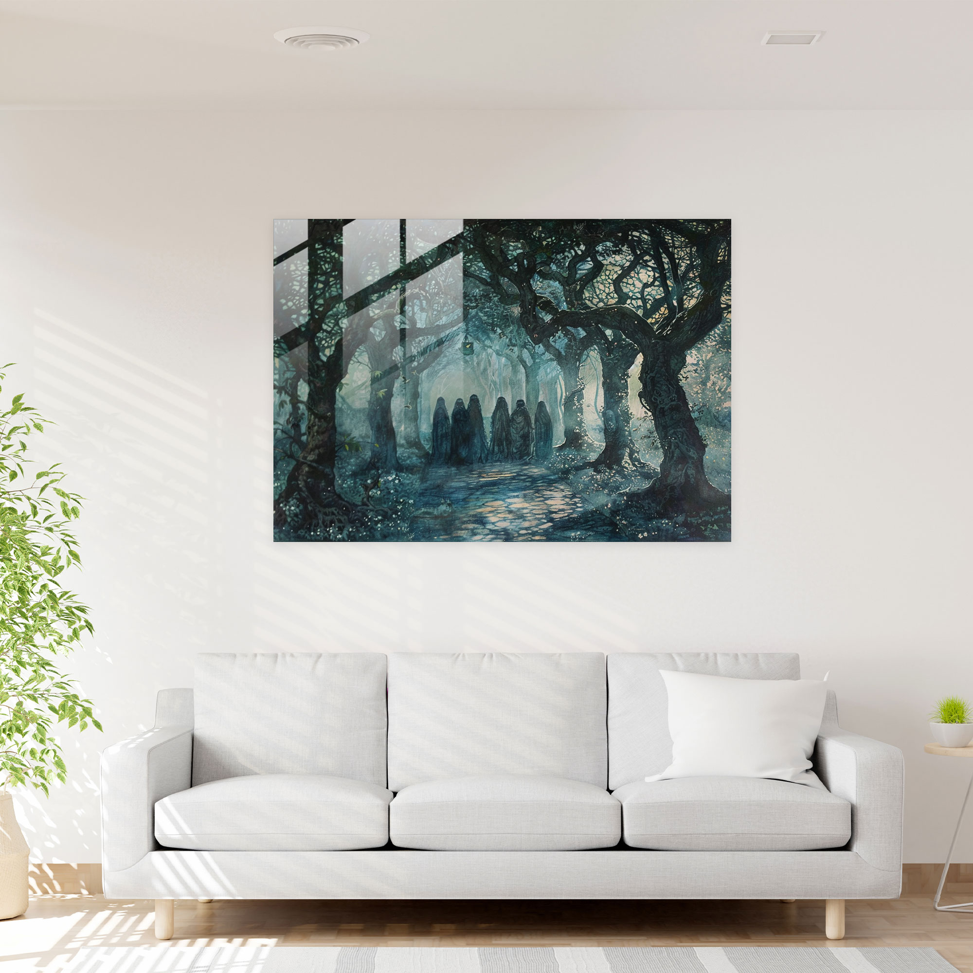 Gizemli Orman Cam Tablo Sanatı - Pre-Raphaelite Brotherhood Cam Sanatı
