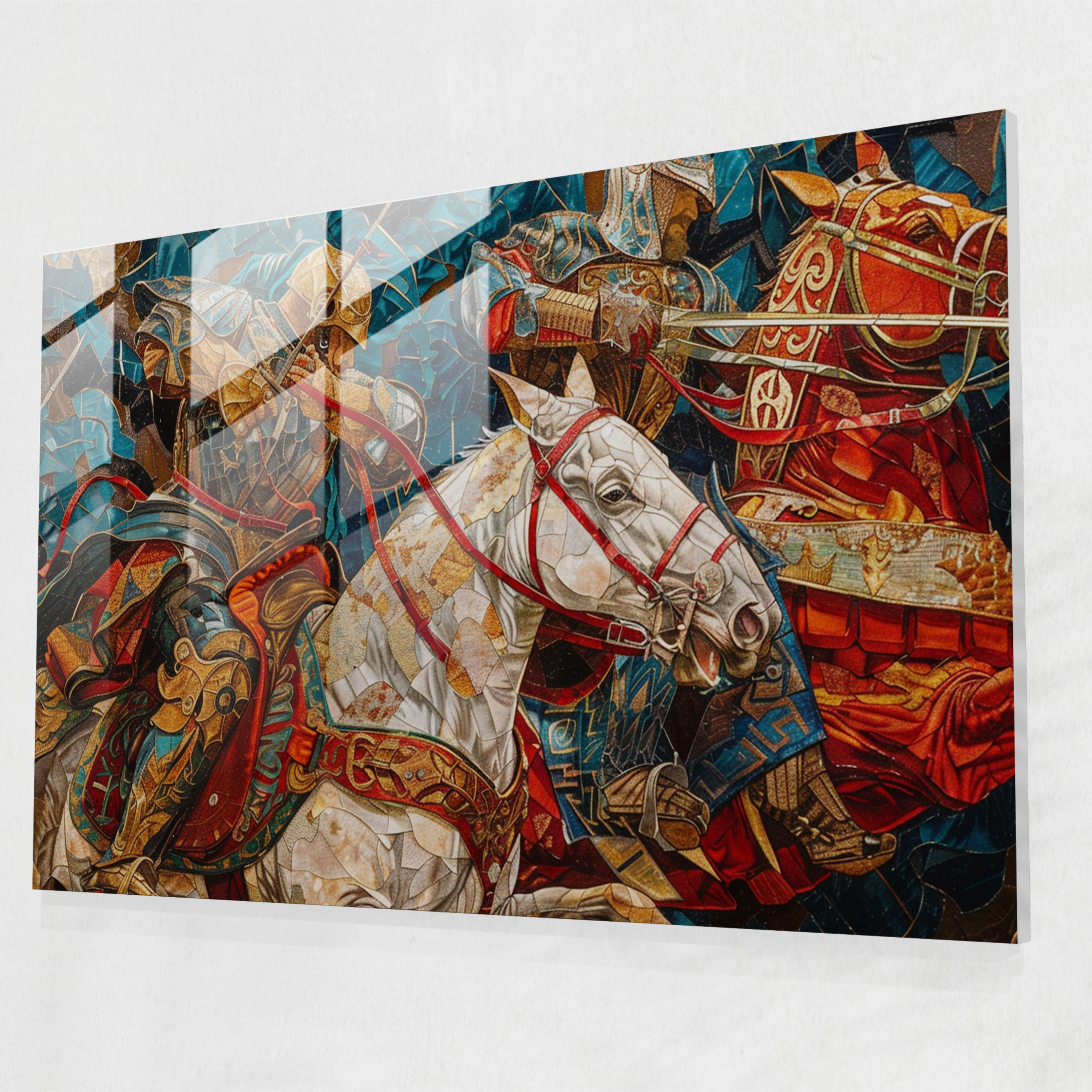 Cesur Şövalyeler Cam Tablo - Ön-Raffael Kardeşlik Modern Sanat Cam Duvar Sanatı Ev Dekorasyonu