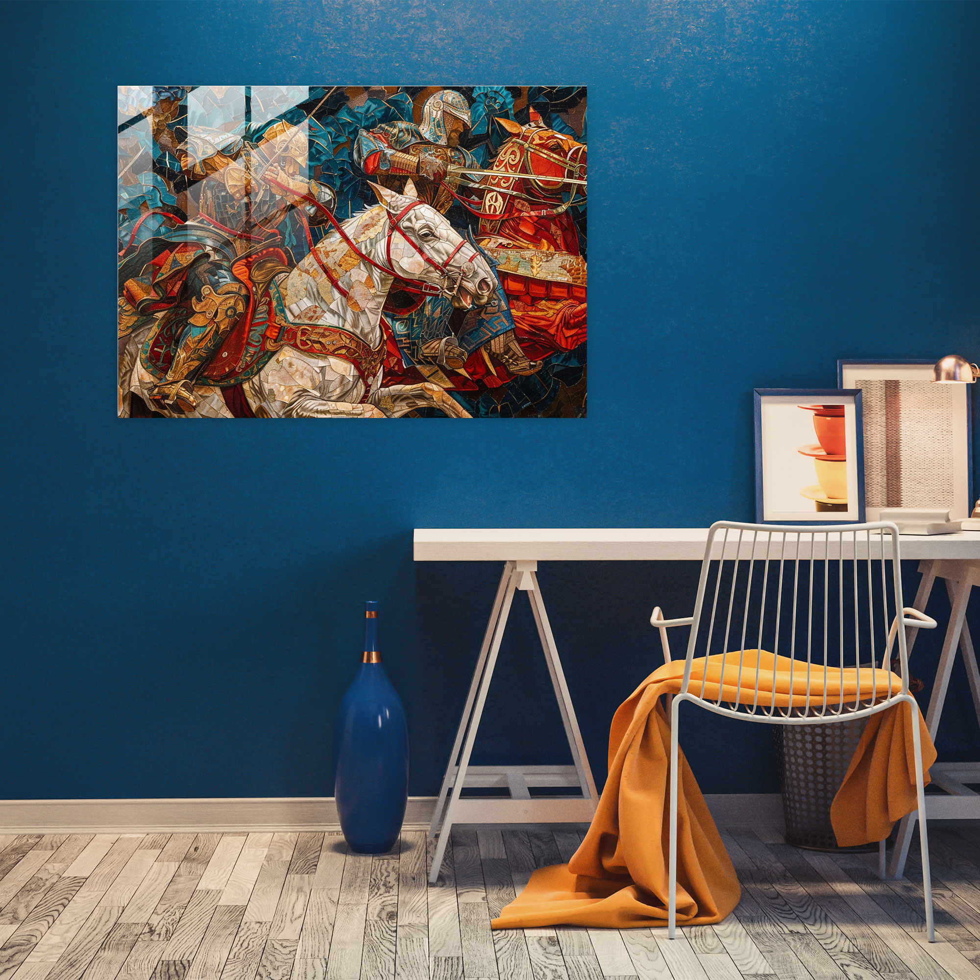 Cesur Şövalyeler Cam Tablo - Ön-Raffael Kardeşlik Modern Sanat Cam Duvar Sanatı Ev Dekorasyonu