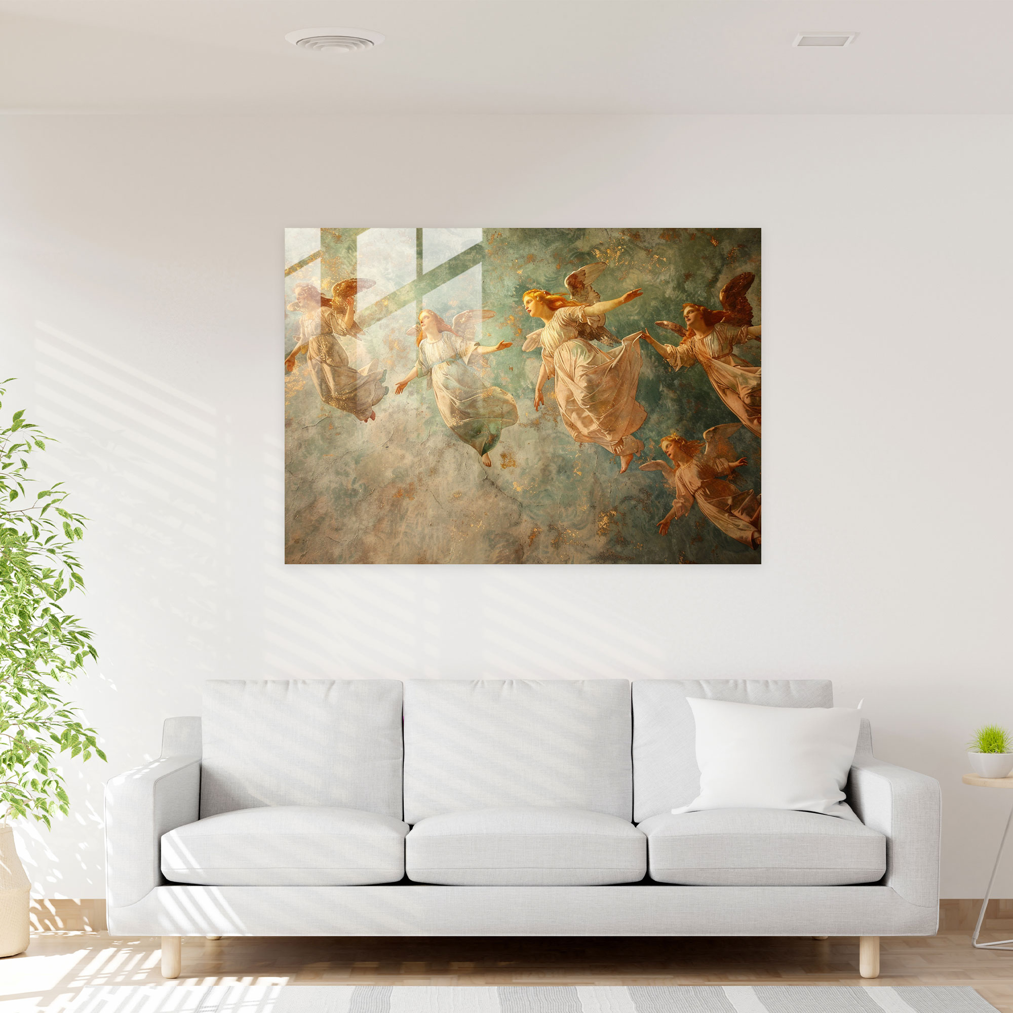 Etkileyici Melekler Cam Tablo - Pre-Raphaelite Brotherhood Cam Sanatı Ev Dekorasyonu Duvar Dekorasyonu