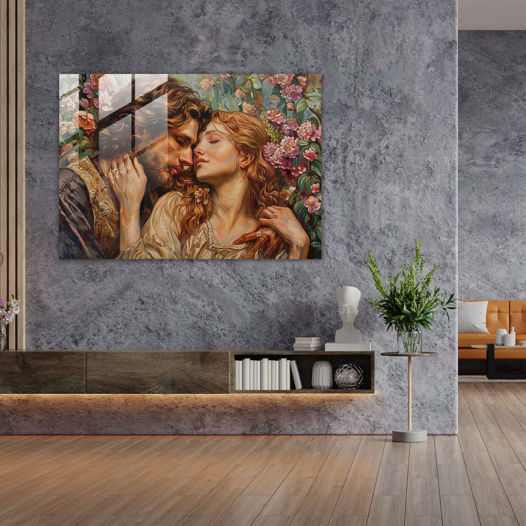 Pre-Raphaelite Brotherhood Modern Art: Romantic Couple - Pre-Raphaelite Brotherhood, Wall Decoration, Glass Art, Pre-Raphaelite Brotherhood