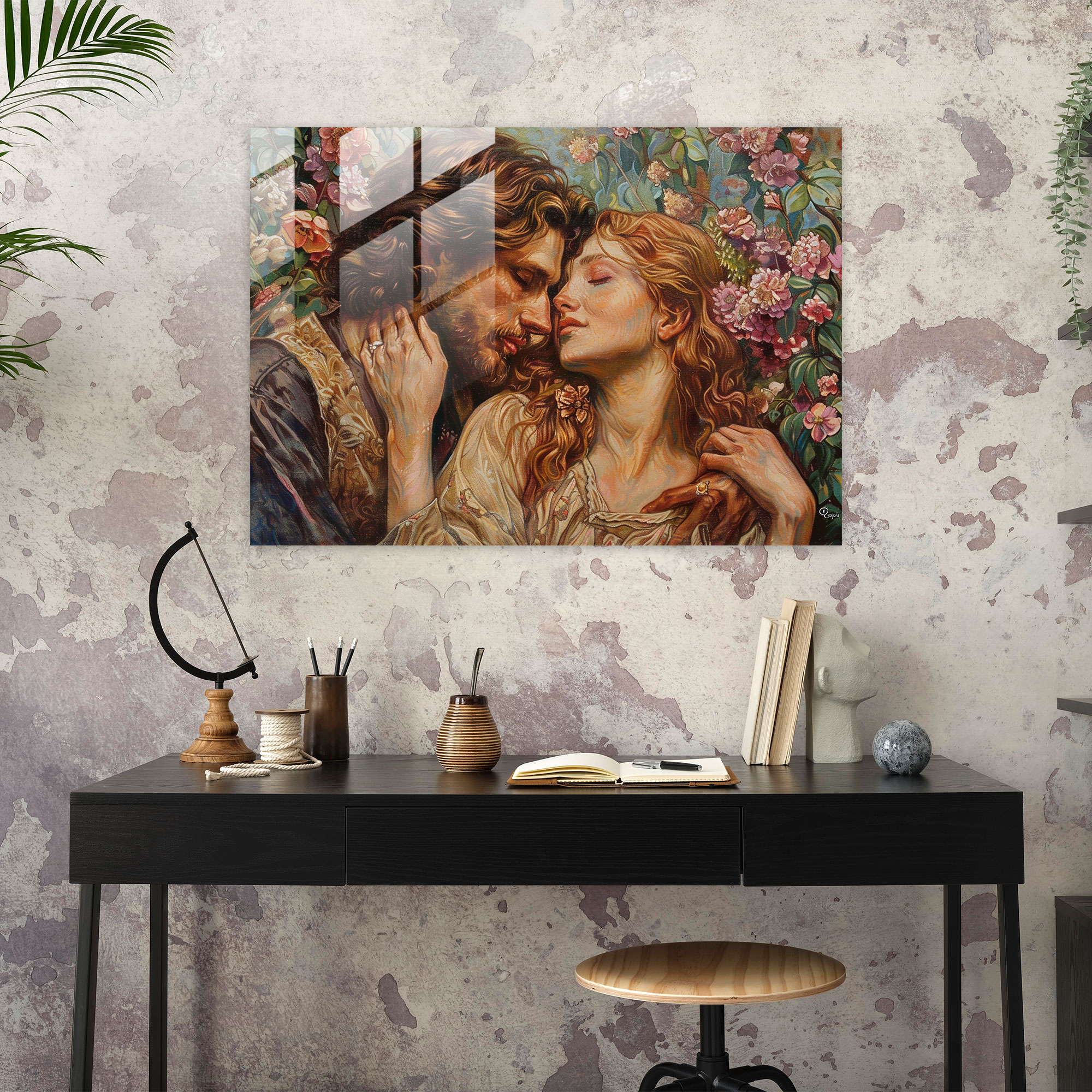 Pre-Raphaelite Brotherhood Modern Art: Romantic Couple - Pre-Raphaelite Brotherhood, Wall Decoration, Glass Art, Pre-Raphaelite Brotherhood