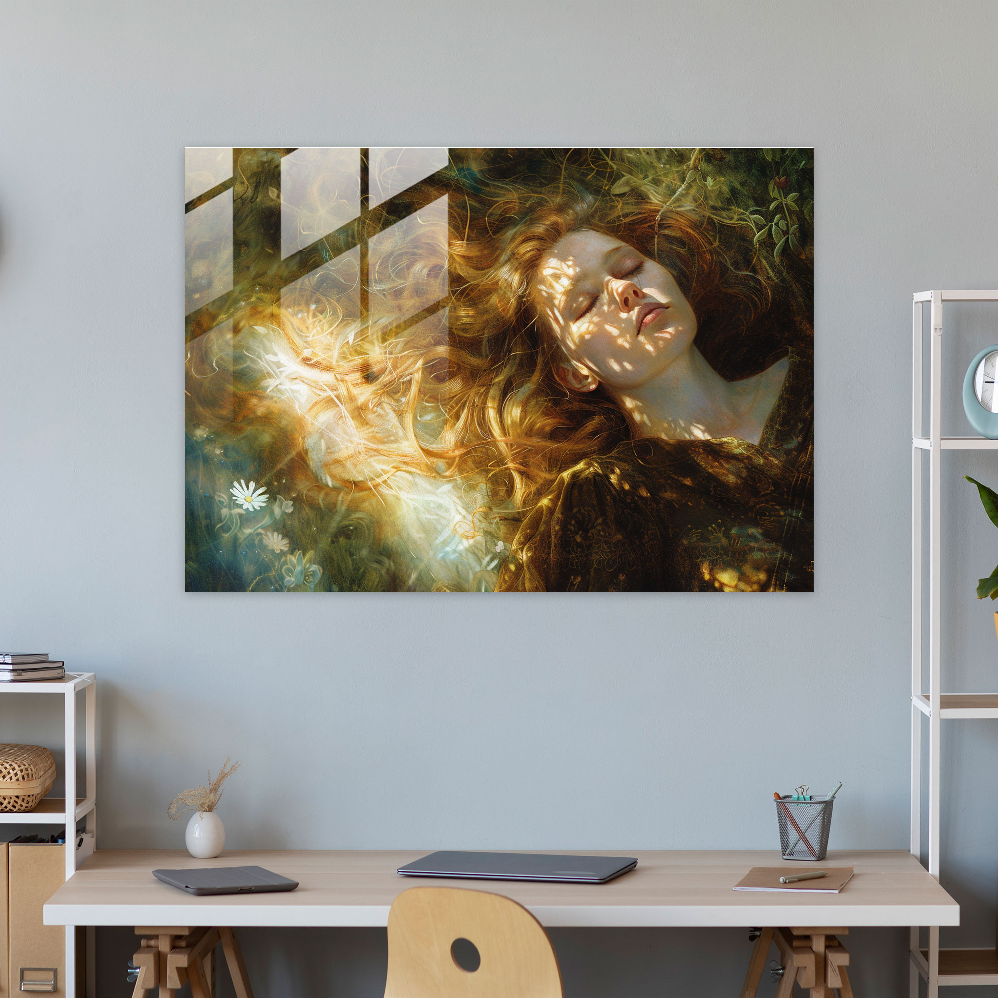 Pre-Raphaelite Brotherhood Wall Decoration: Ethereal Goddess - Pre-Raphaelite Brotherhood, Ethereal Goddess, Glass Art, Glass Print