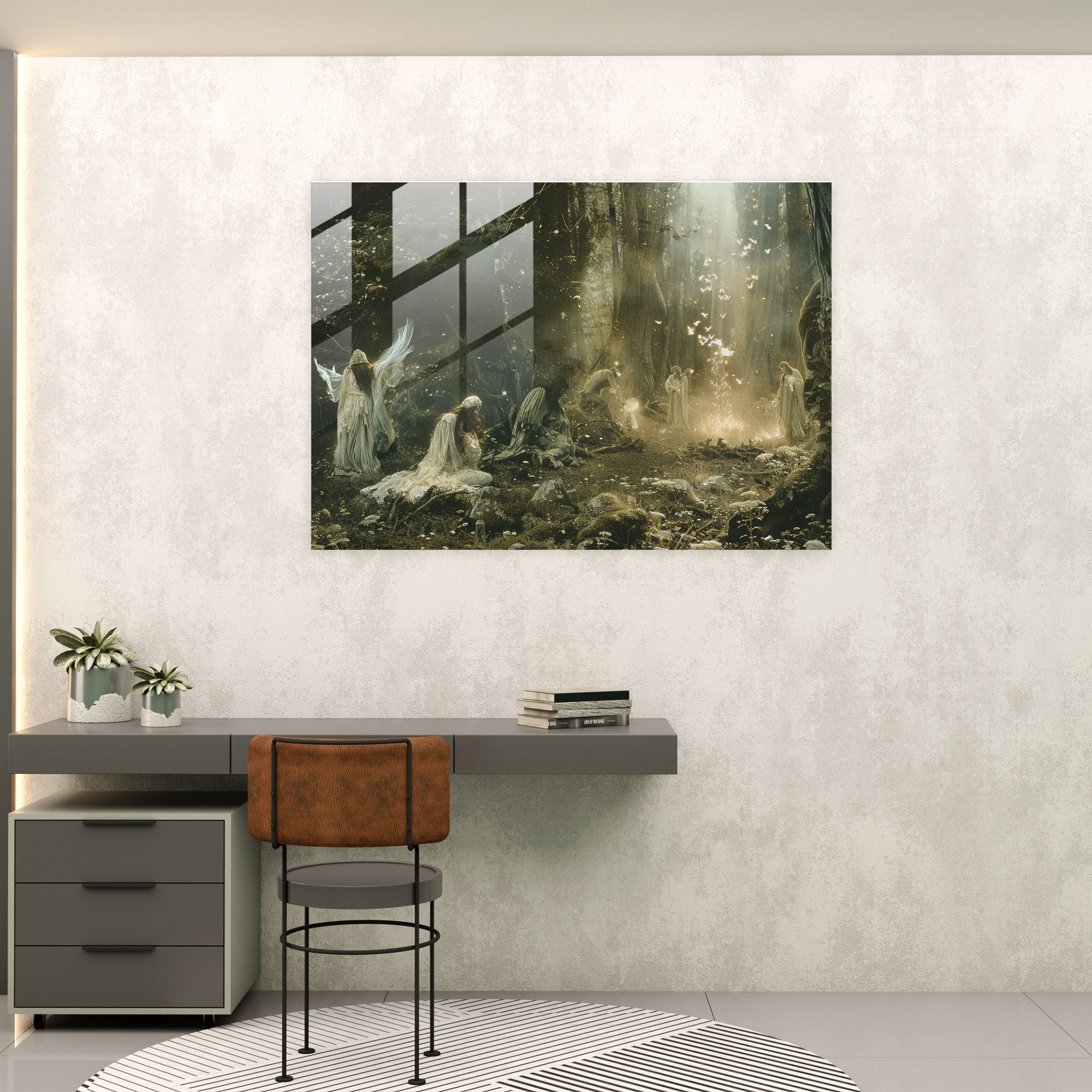 Pre-Raphaelite Brotherhood Glass Wall Art - Mythological Creatures In Enchanted Forest - Pre-Raphaelite Brotherhood, Home Decoration, Glass Print, Mythological Creatures