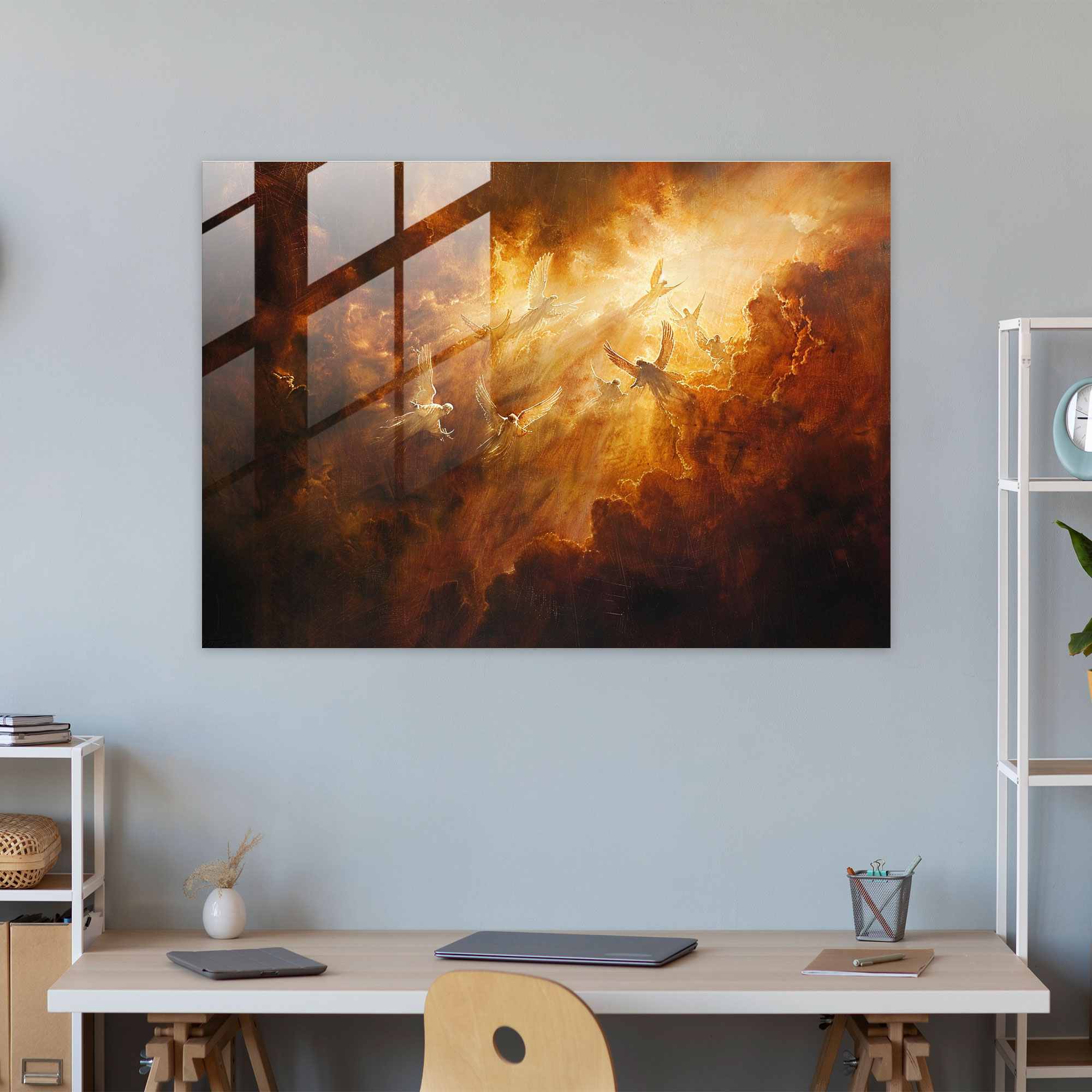Pre-Raphaelite Brotherhood Modern Art - Angels Descending From Heavens - Pre-Raphaelite Brotherhood, Wall Decoration, Glass Wall Art, Glass Print